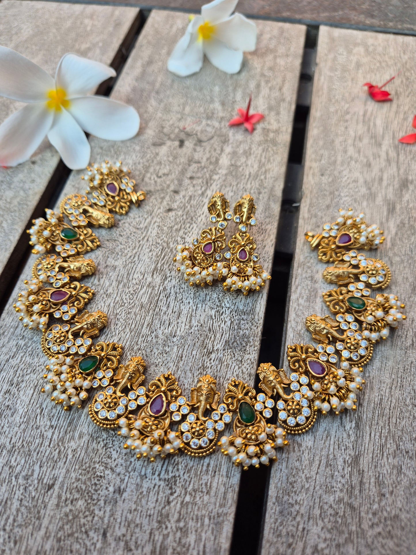 Cluster Pearl Ganesha Necklace