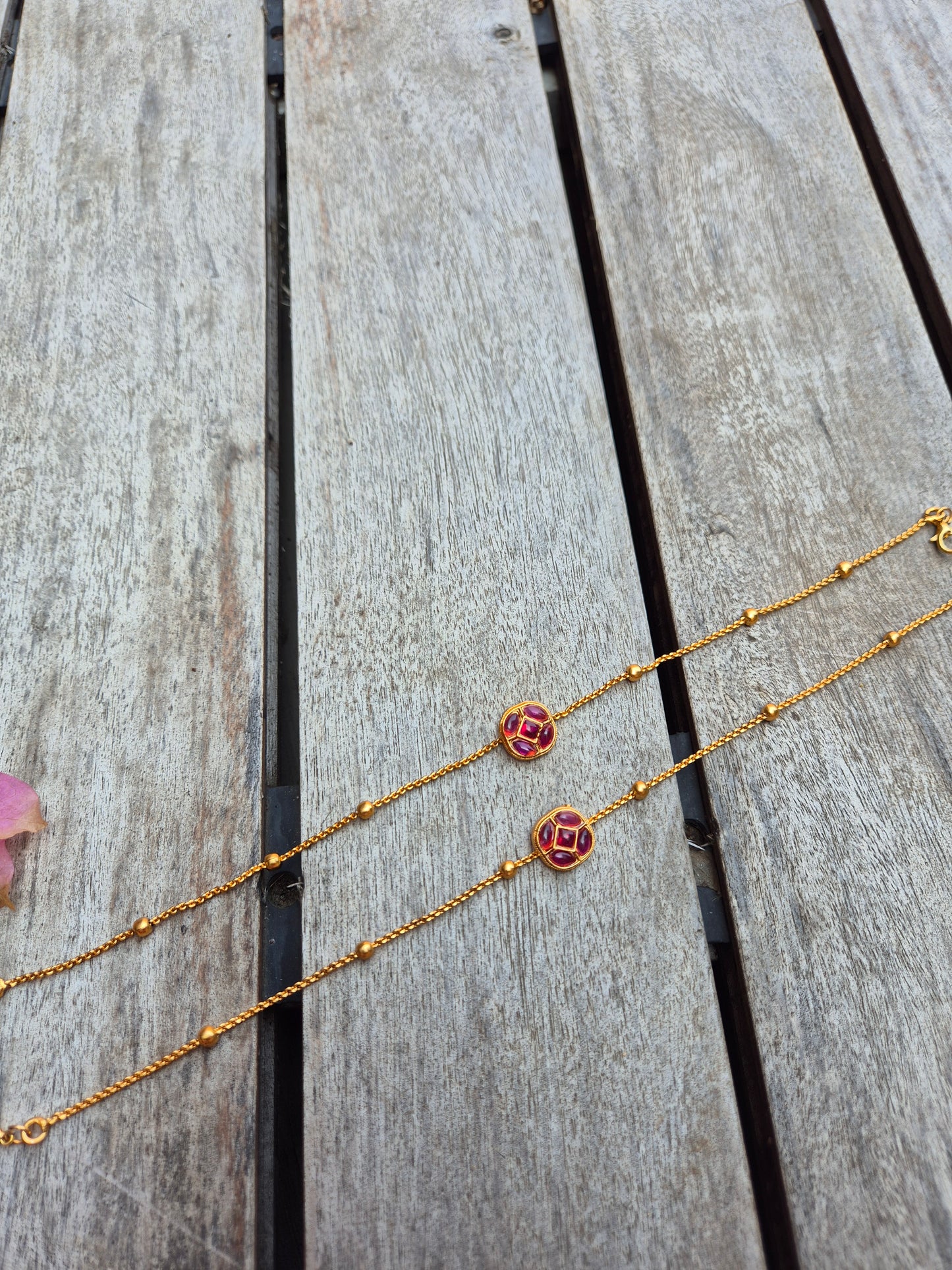 Kempu Hexagon Anklets