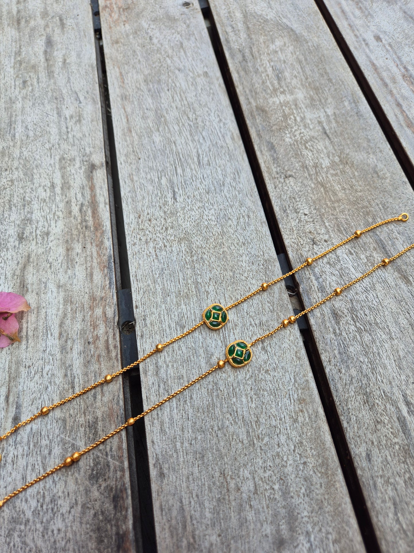 Kempu Hexagon Anklets