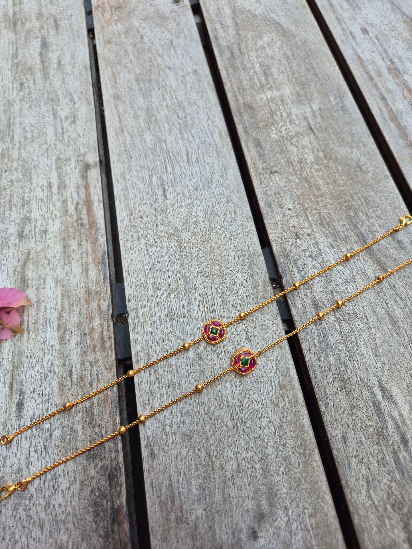 Kempu Hexagon Anklets
