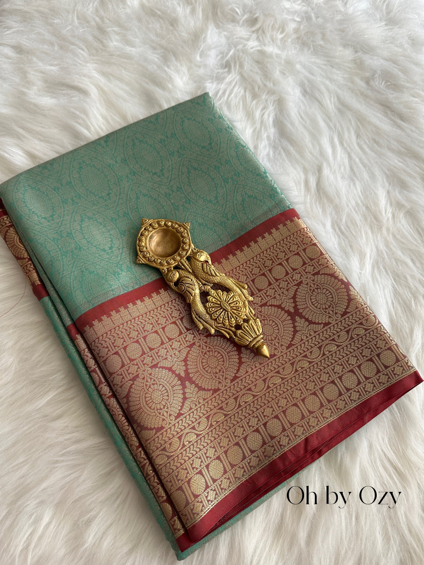 Turquoise Blue Tissue Silk Saree