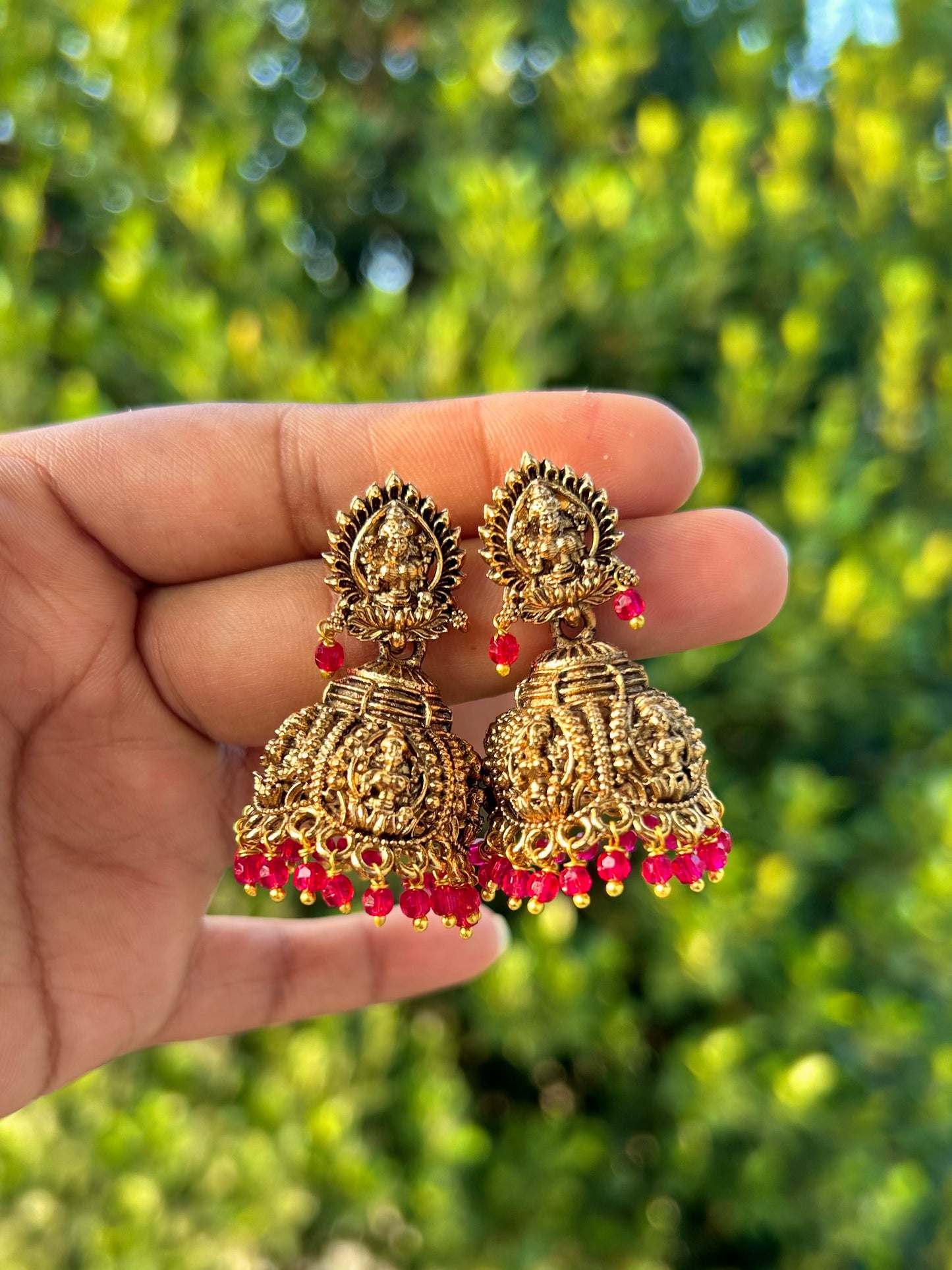 Antique Crystal Bead Jhumkas