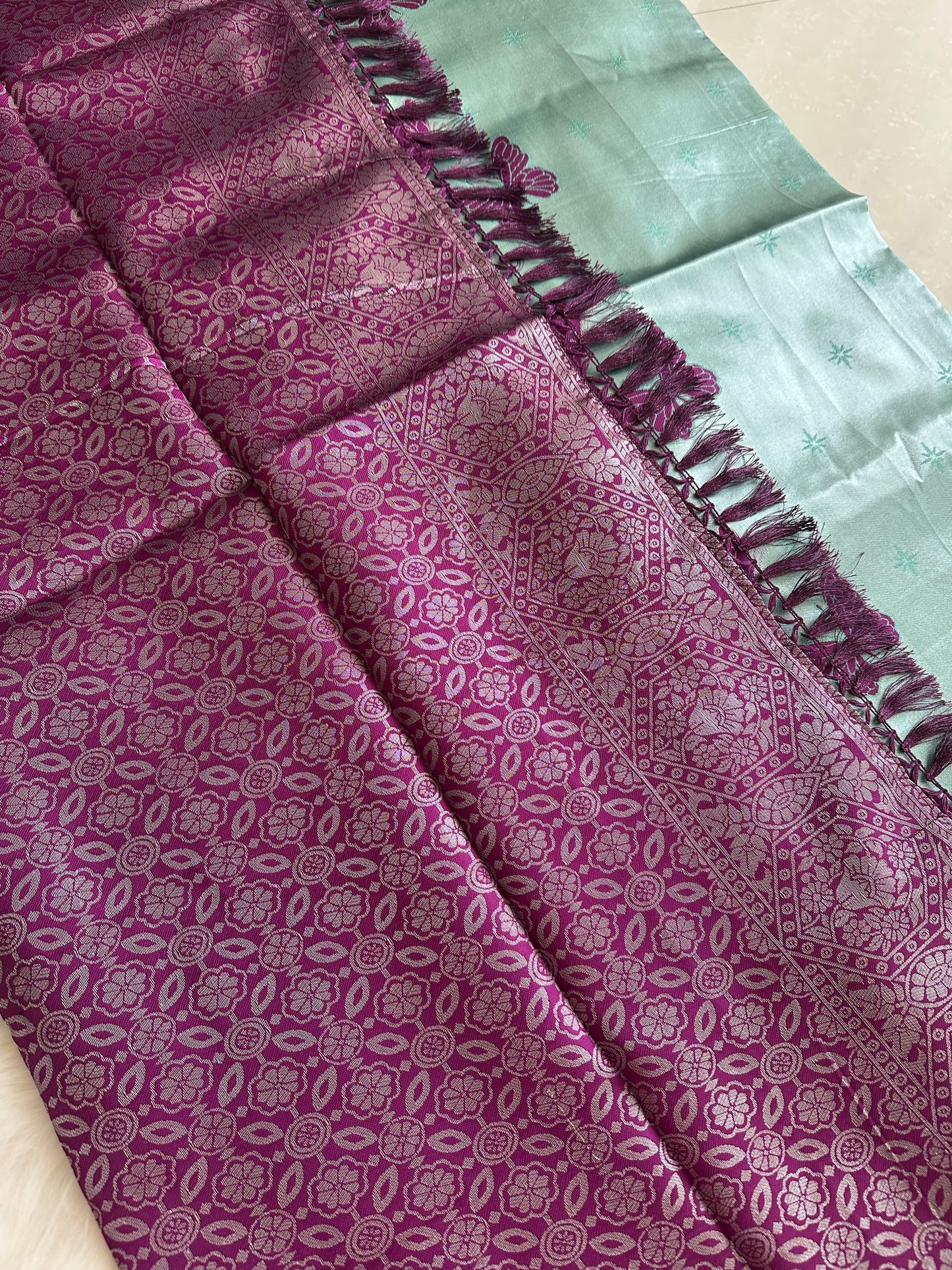 Teal Blue Butterfly Tissue Silk Saree