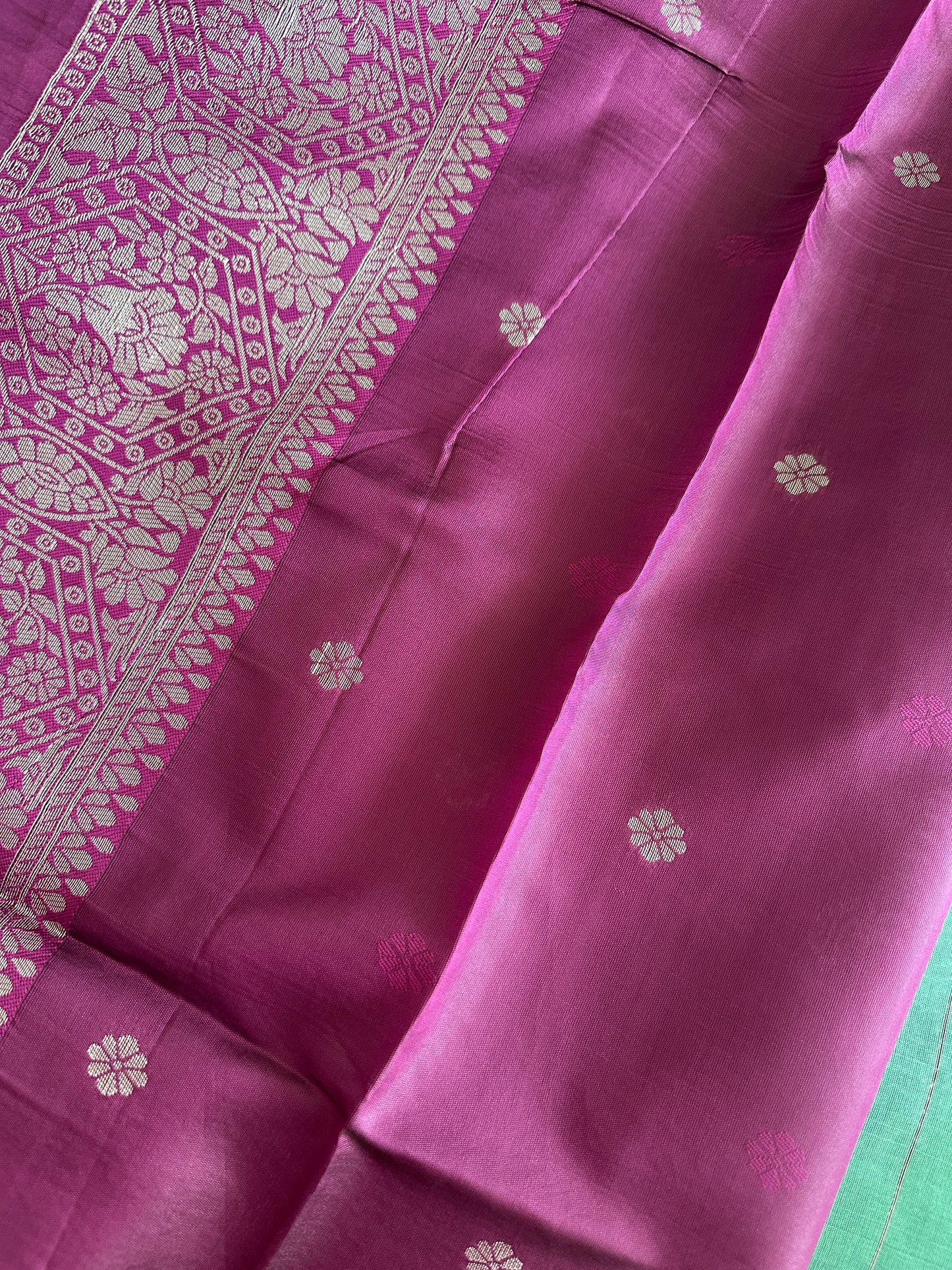 Teal Blue Butterfly Tissue Silk Saree