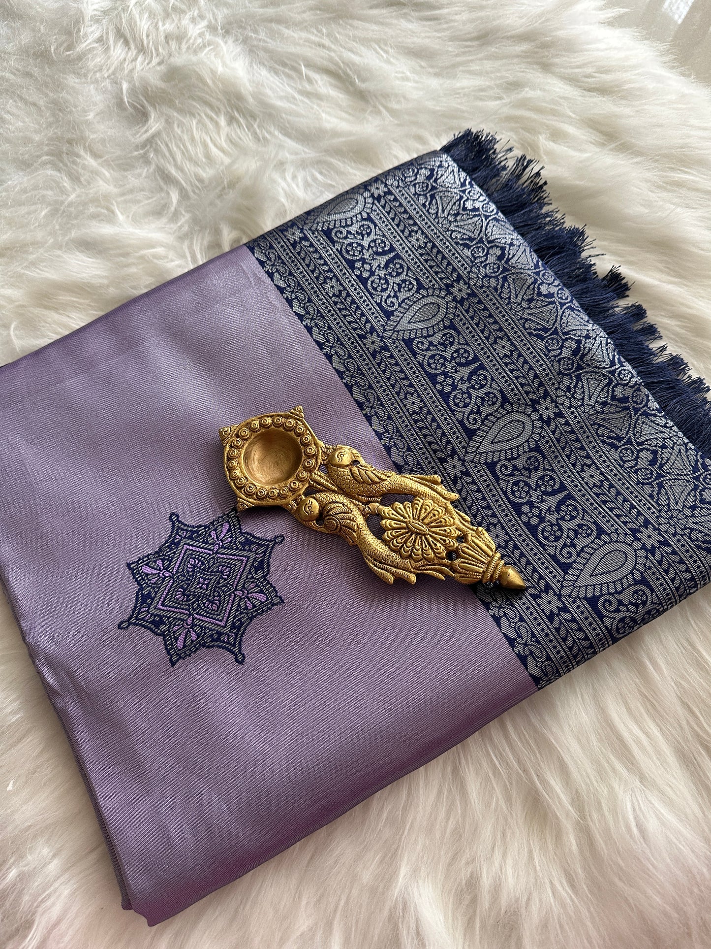 Lavender Kolam Butta Tissue Silk Saree
