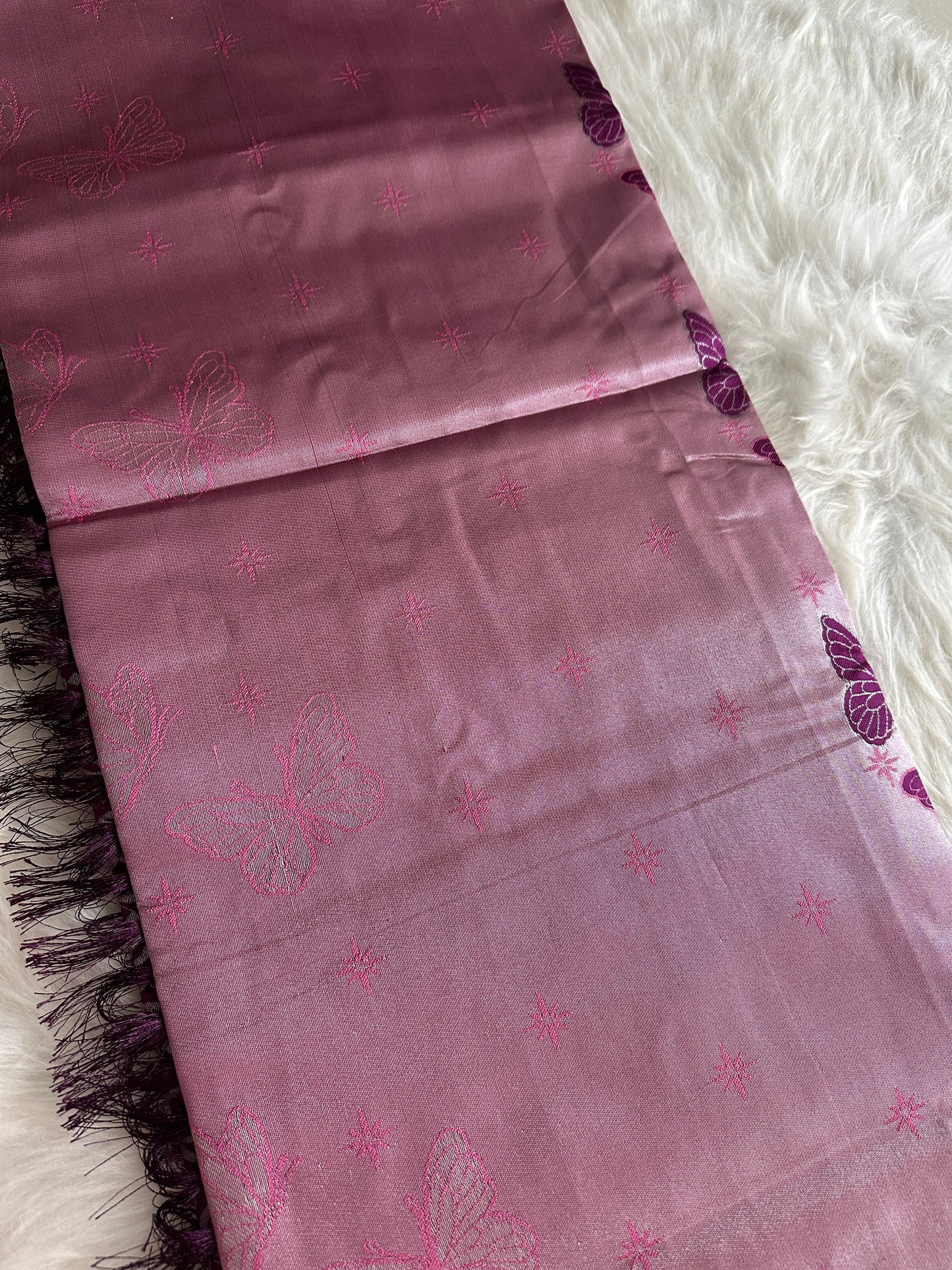 Onion Pink Butterfly Tissue Silk Saree