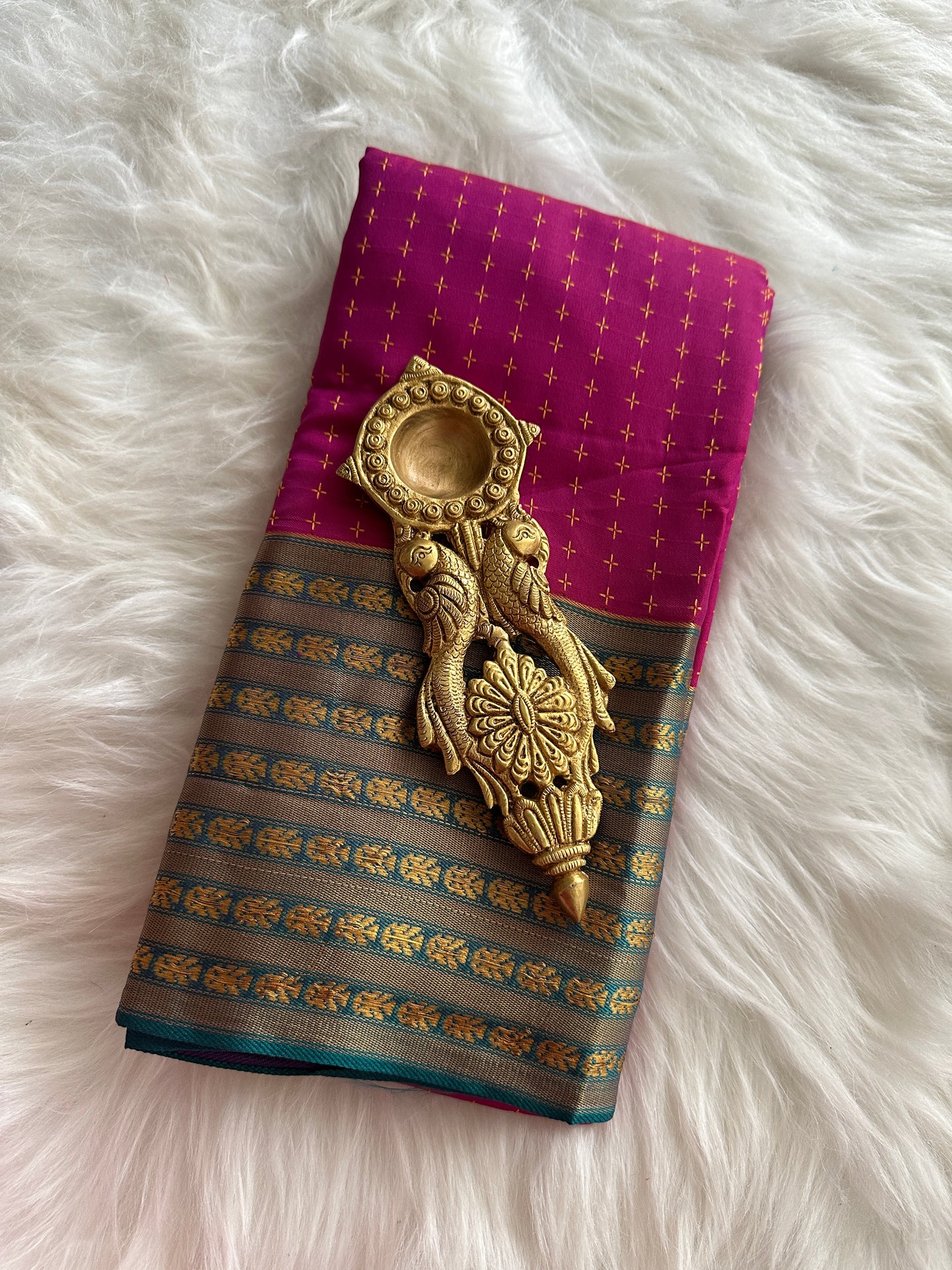 Raani Pink Soft Cotton Silk Saree