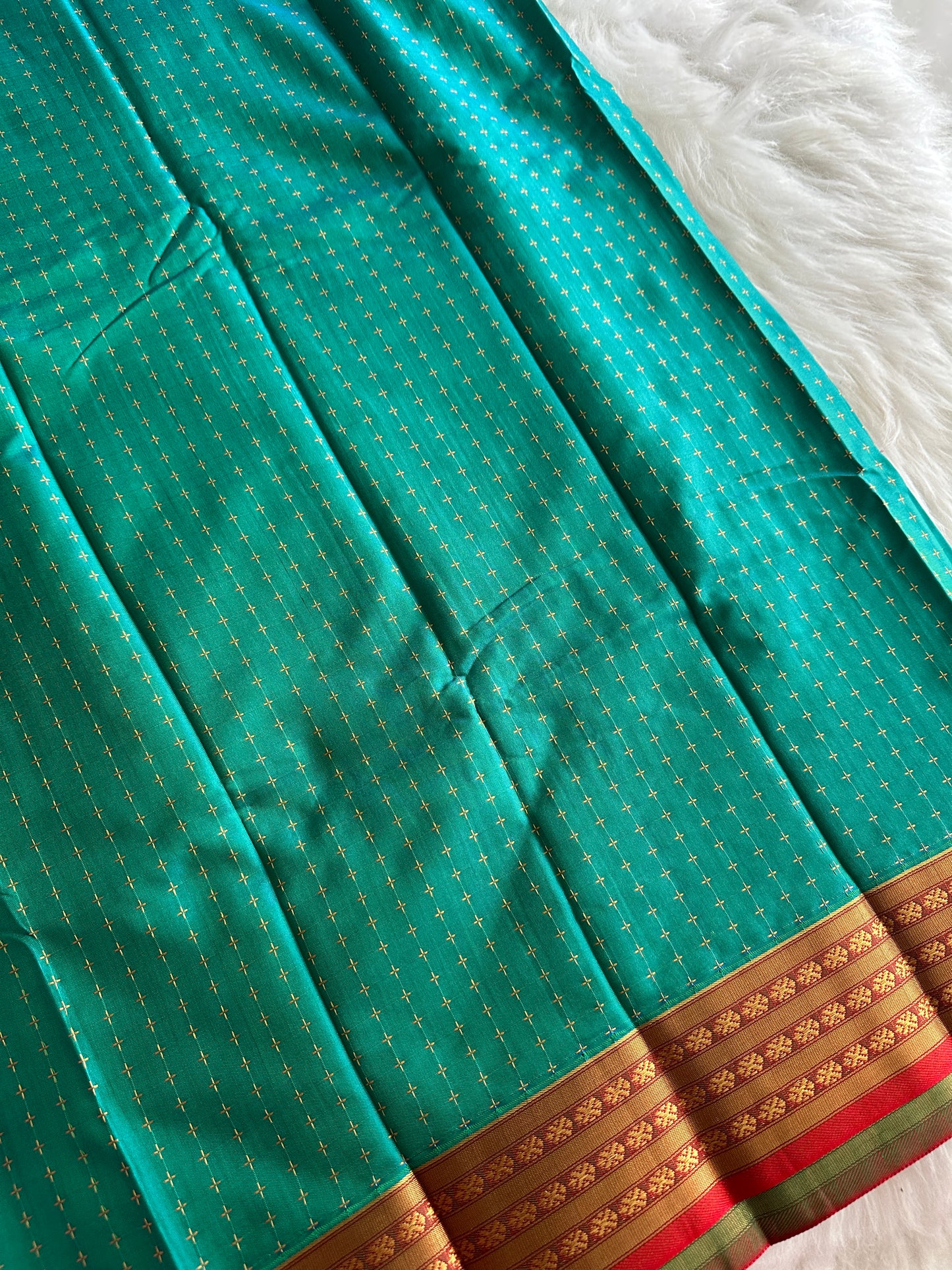 Turquoise Blue Soft Cotton Silk Saree