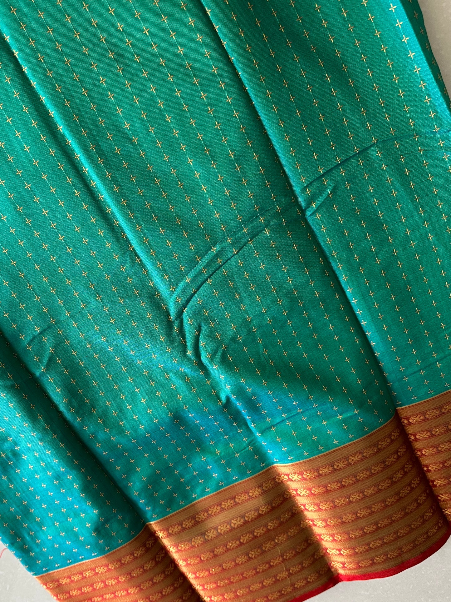 Turquoise Blue Soft Cotton Silk Saree