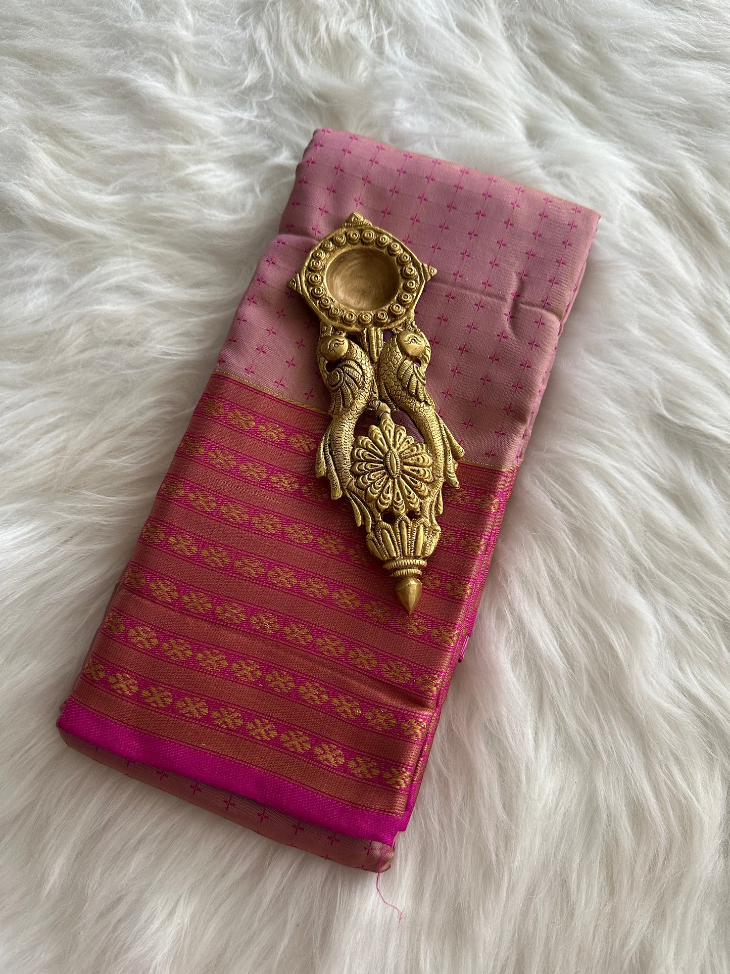 Powder Pink Cotton Silk Saree