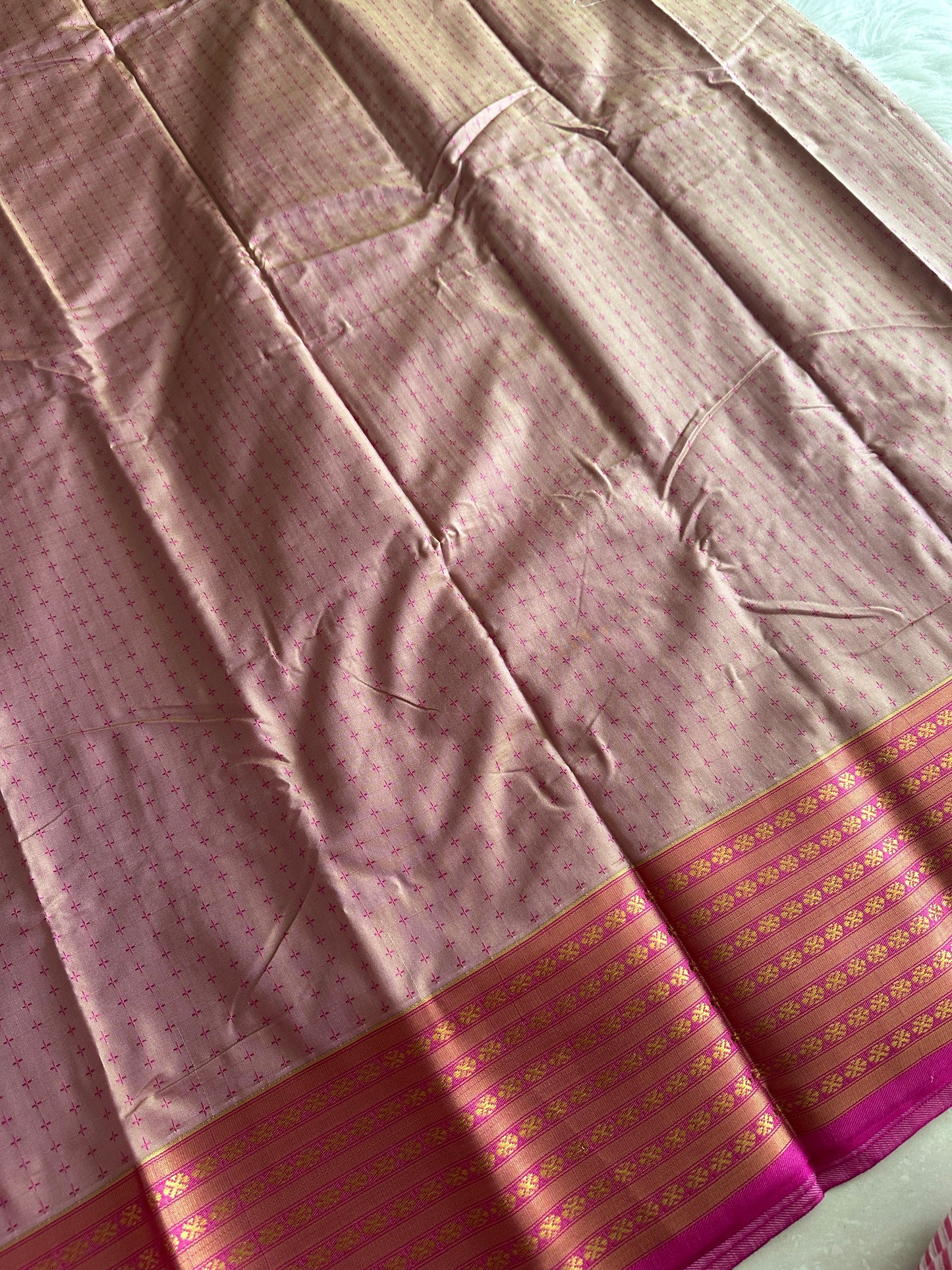 Powder Pink Cotton Silk Saree
