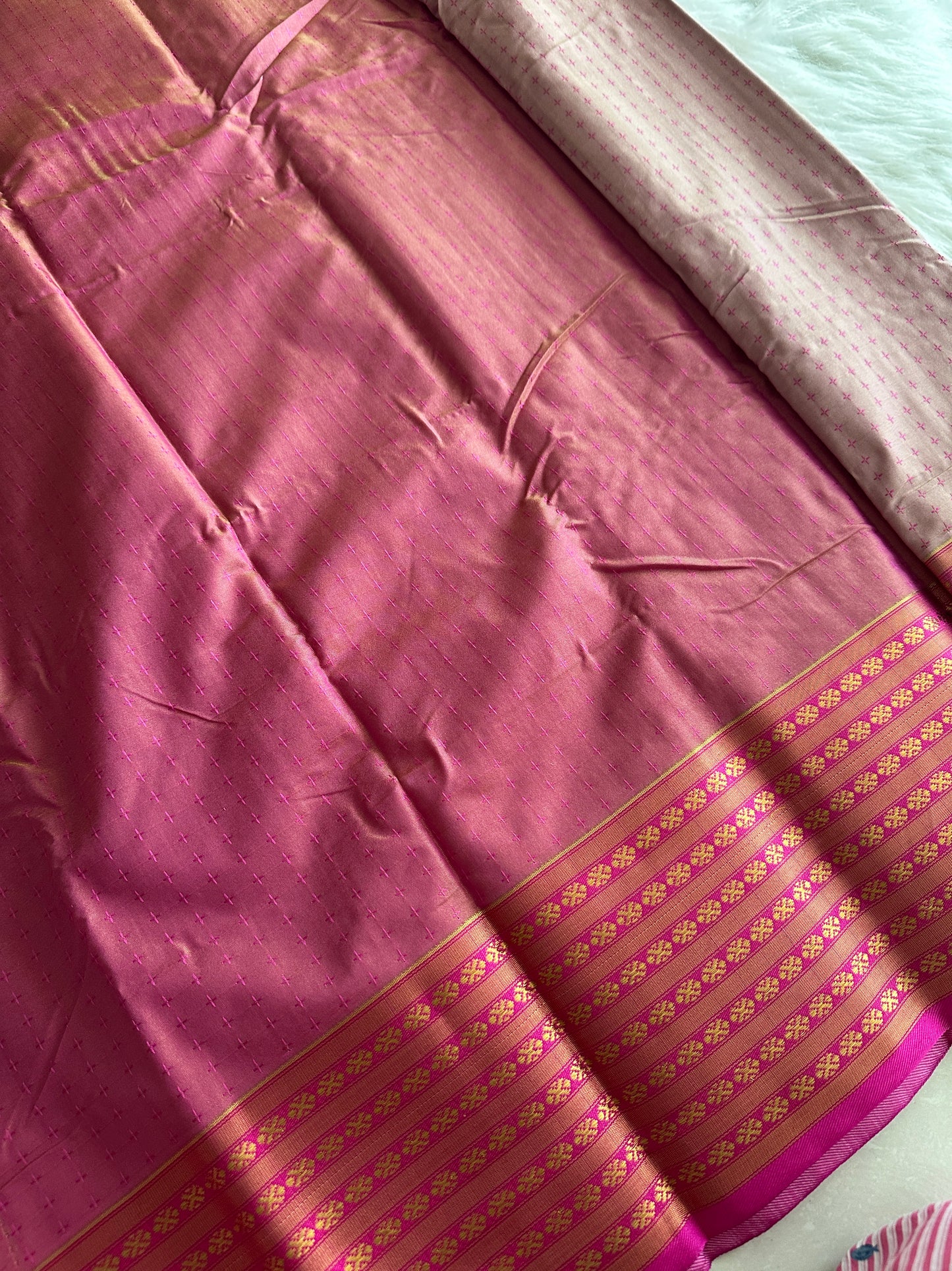 Powder Pink Cotton Silk Saree