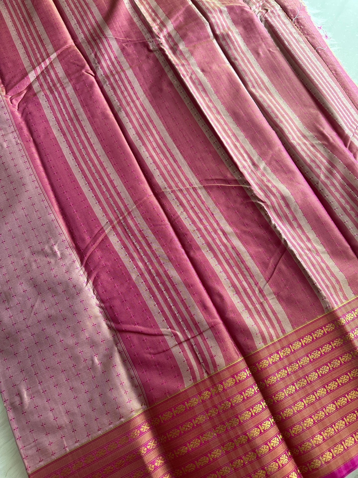Powder Pink Cotton Silk Saree