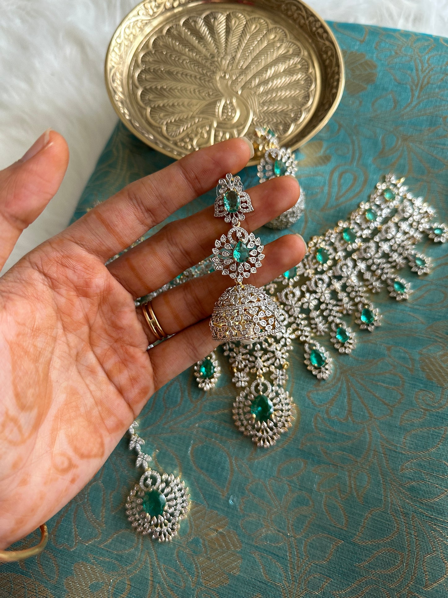 Palak AD Bridal Choker Set with Teeka