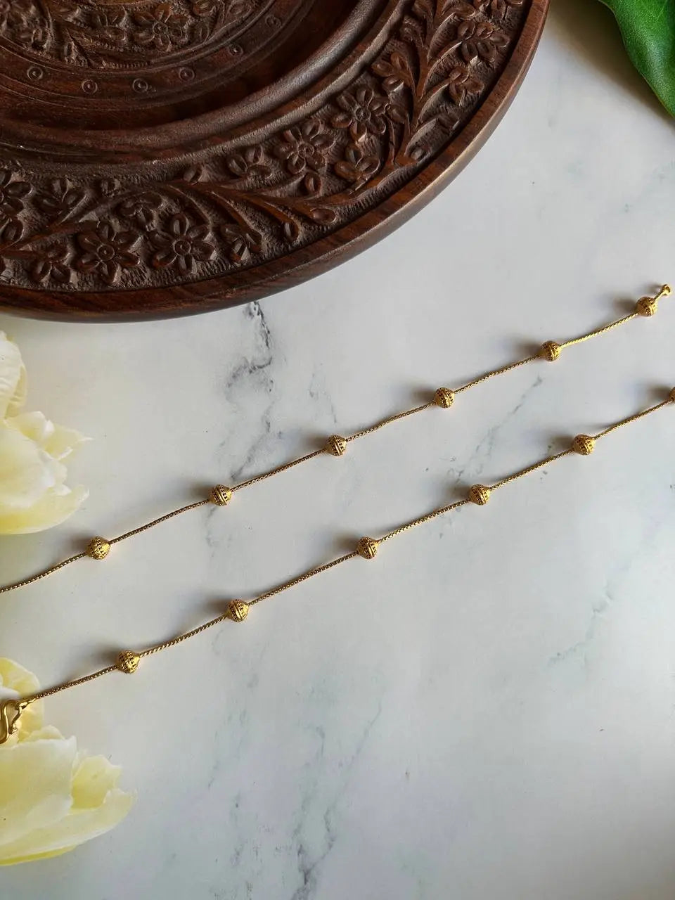Golden Bead Anklets