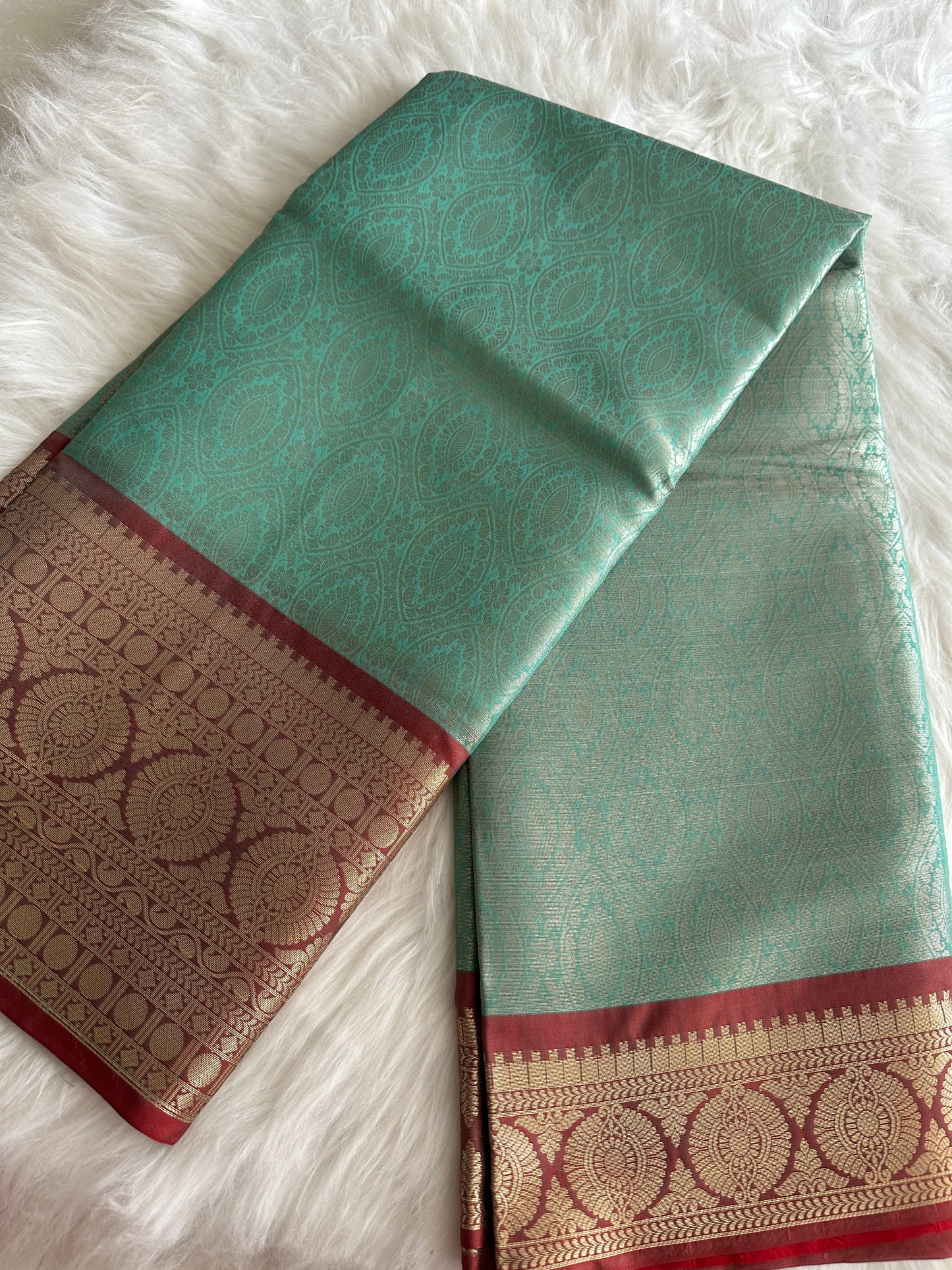 Turquoise Blue Tissue Silk Saree