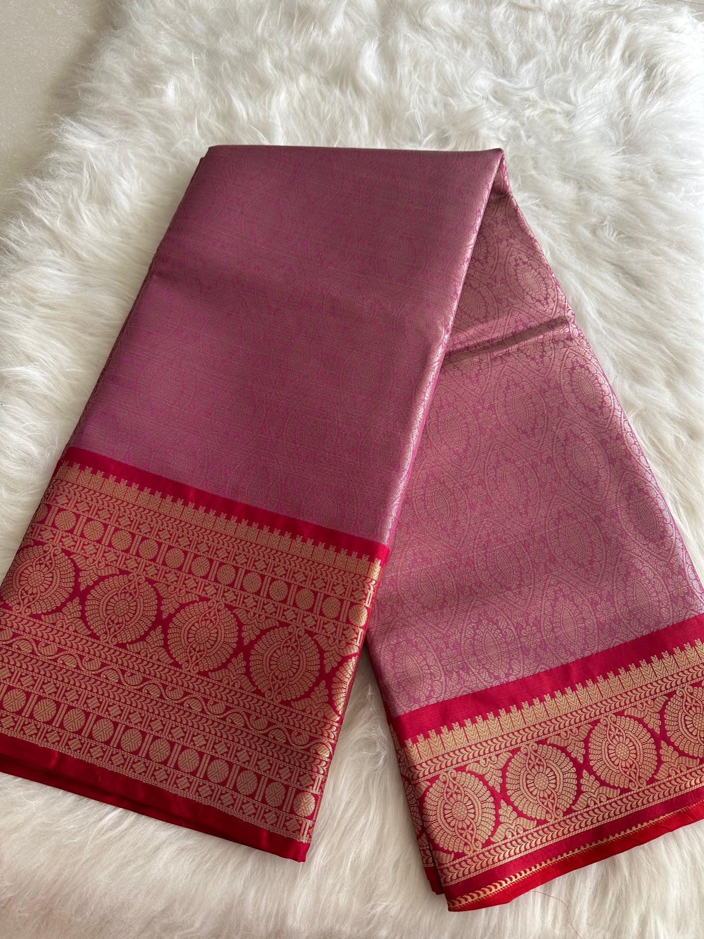 Onion Pink Tissue Silk Saree