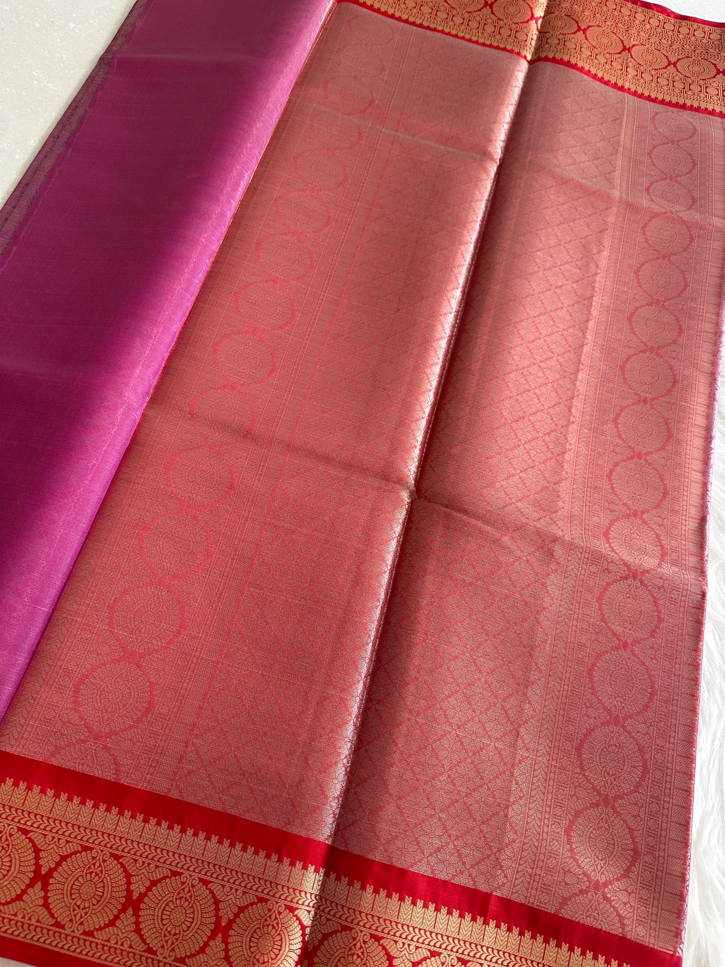 Onion Pink Tissue Silk Saree