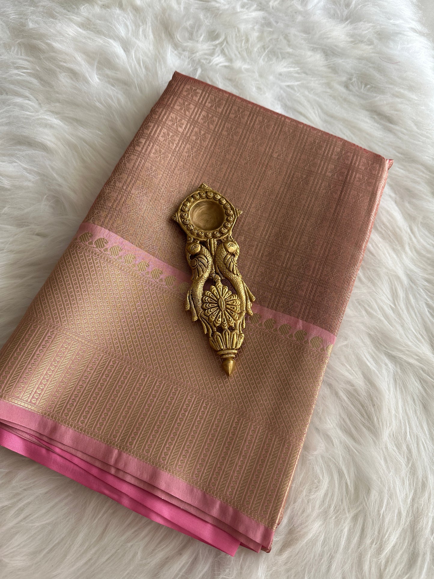RoseGold & Pink Dual Tone Tissue Silk Saree