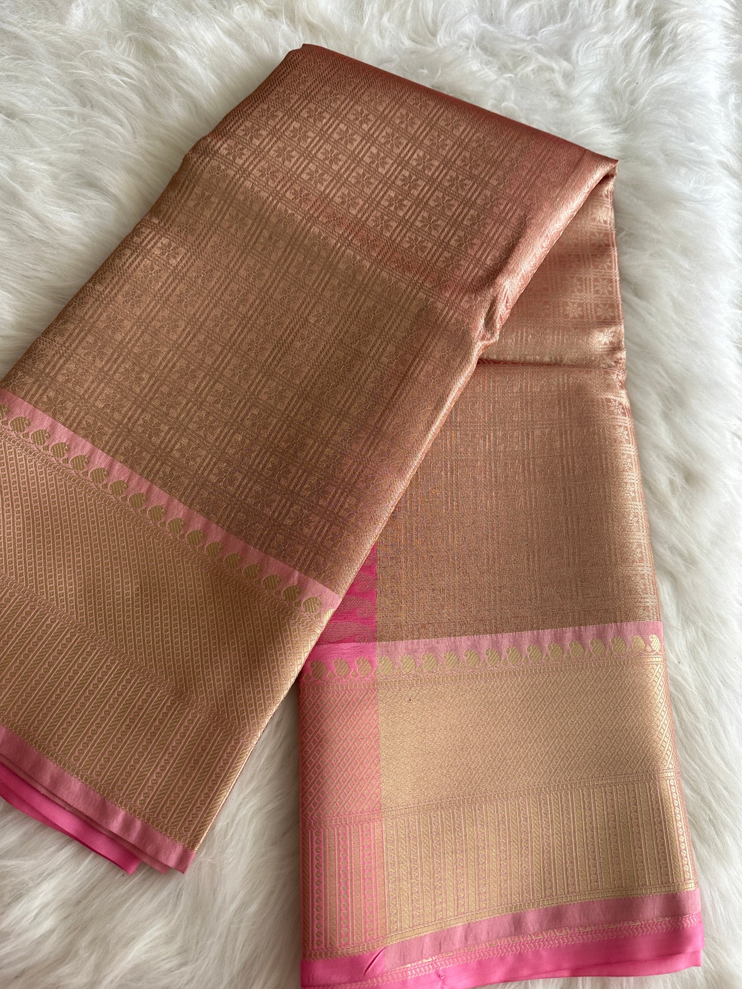 RoseGold & Pink Dual Tone Tissue Silk Saree