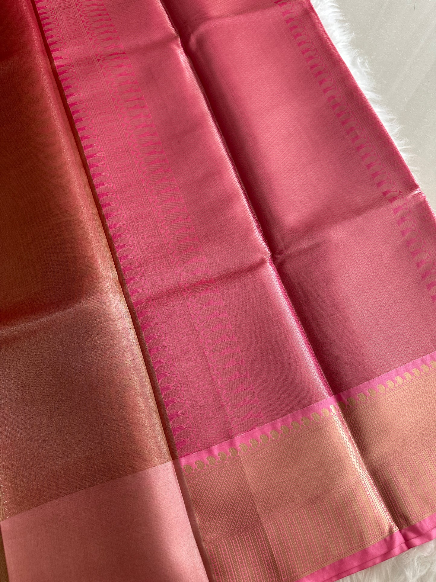 RoseGold & Pink Dual Tone Tissue Silk Saree