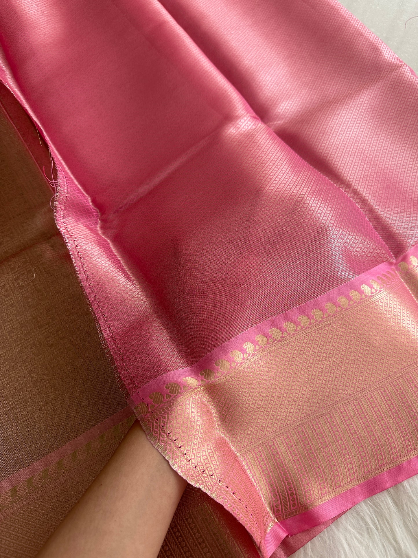 RoseGold & Pink Dual Tone Tissue Silk Saree