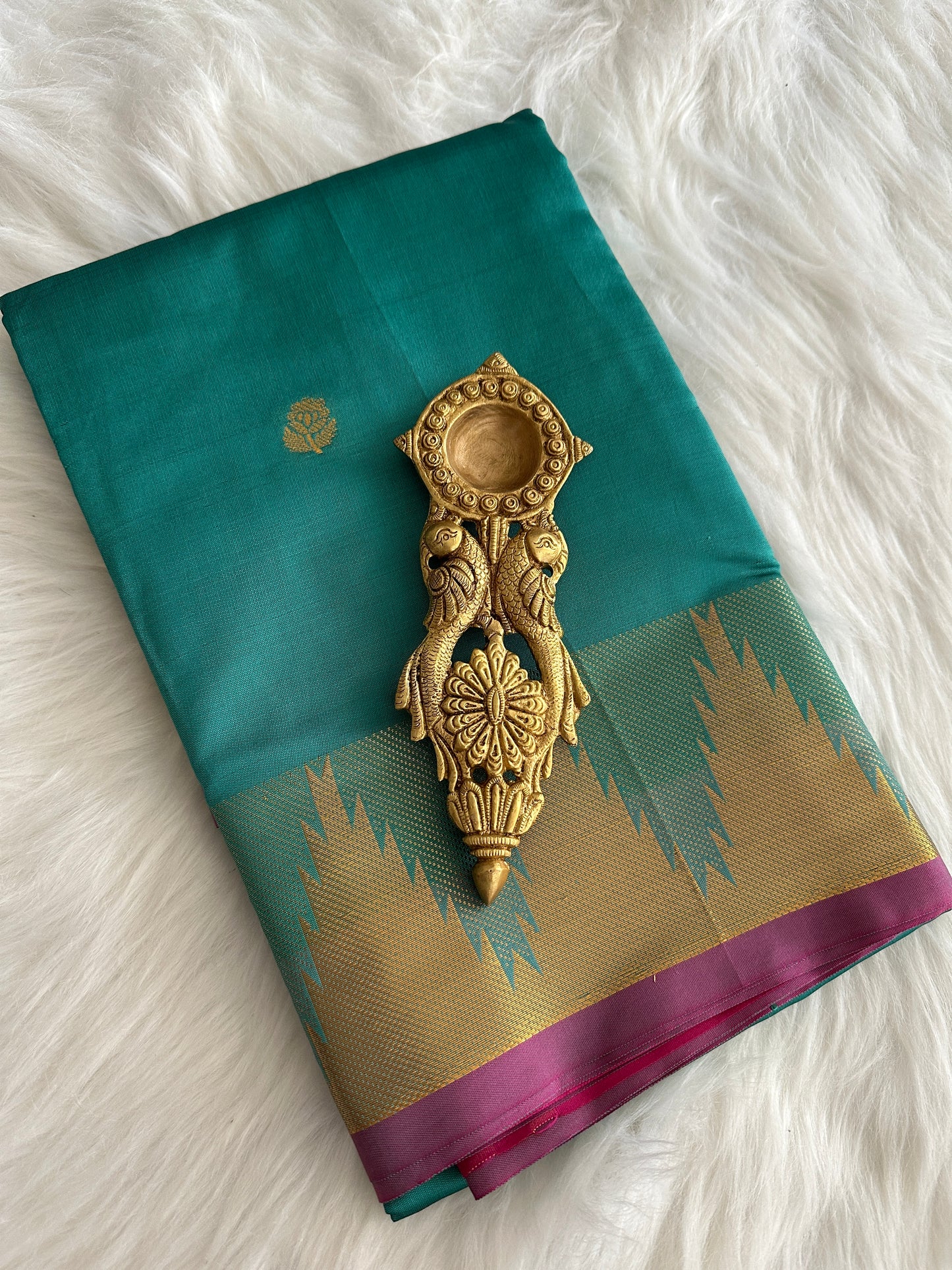Turquoise Blue Semi Silk Saree
