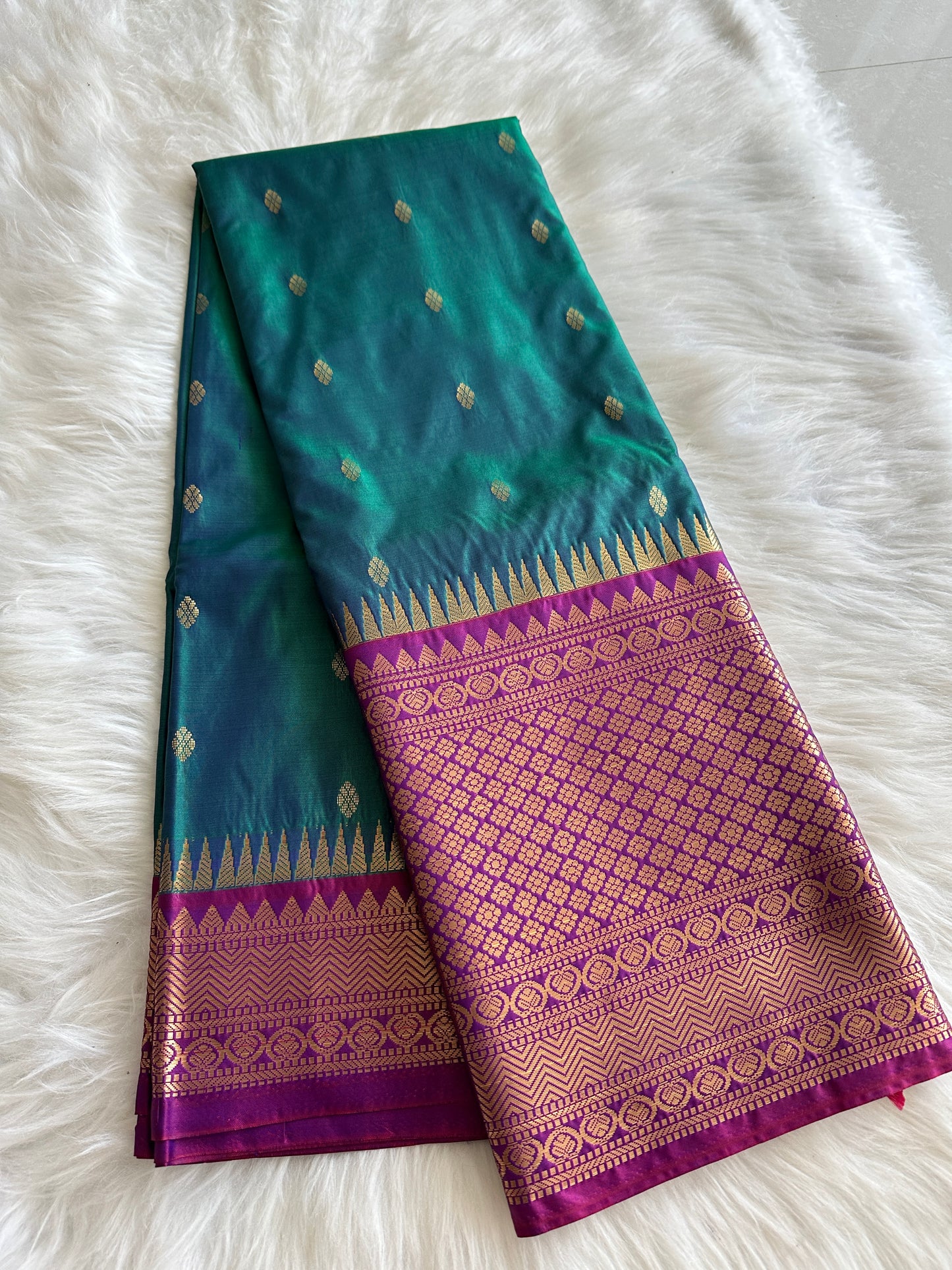 Peacock Blue Semi Kanchivaram Pattu Saree