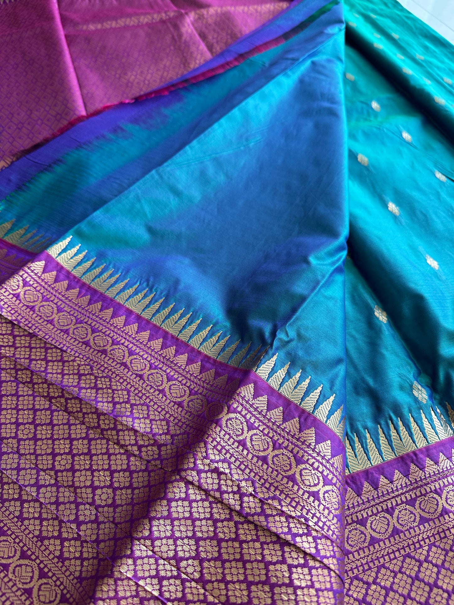 Peacock Blue Semi Kanchivaram Pattu Saree