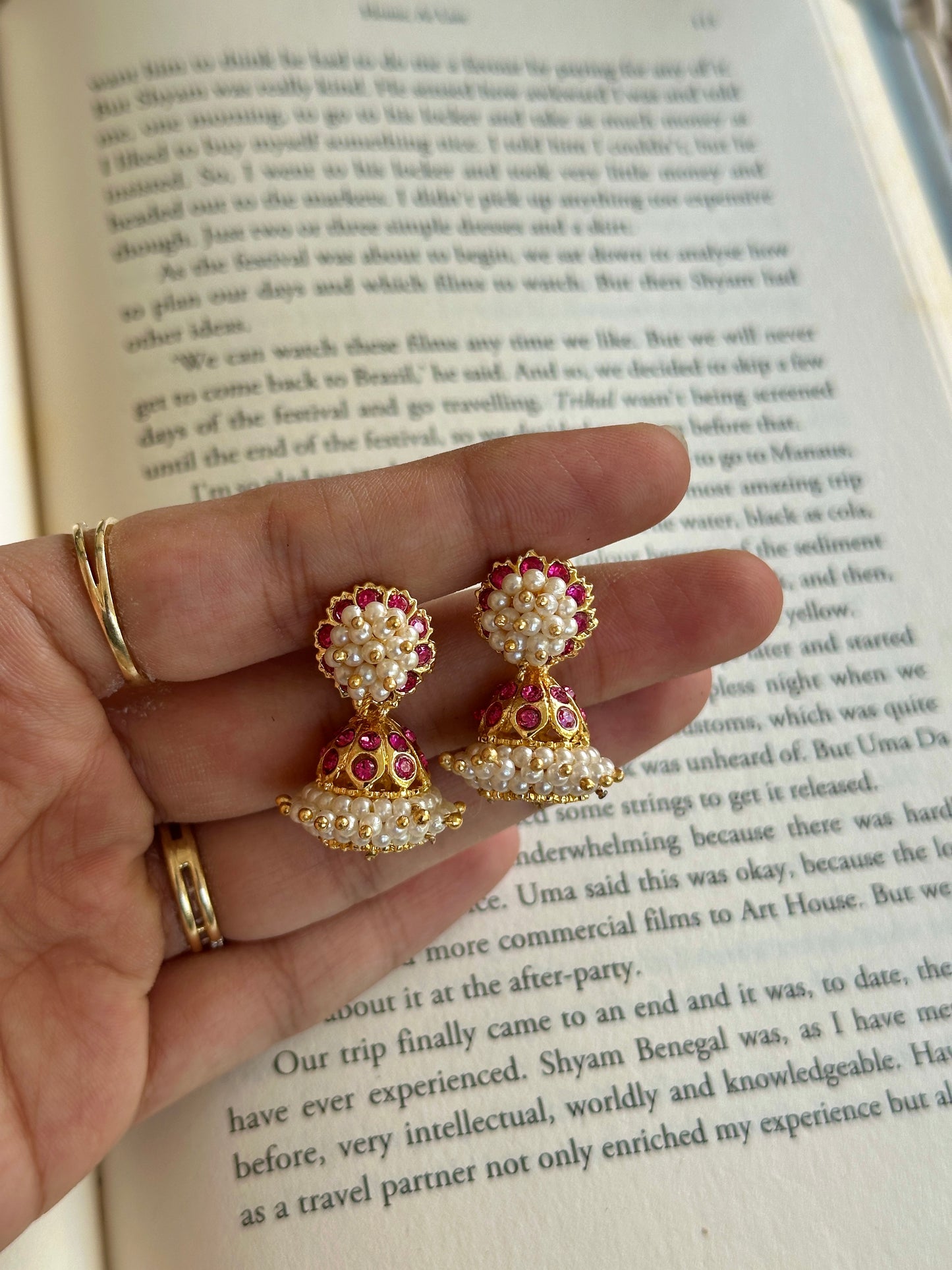 Traditional Kemp Baby Pearl Jhumkas