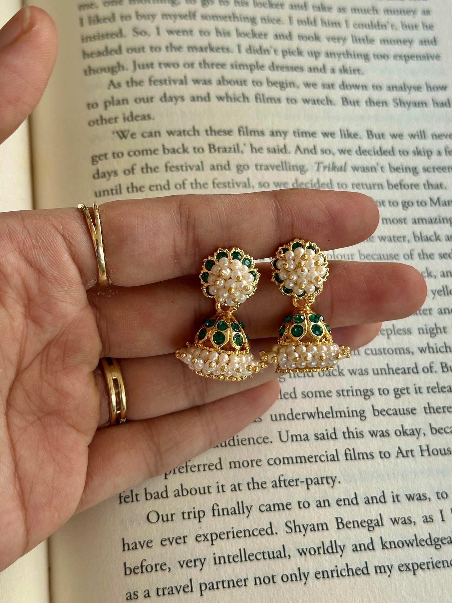 Traditional Kemp Baby Pearl Jhumkas
