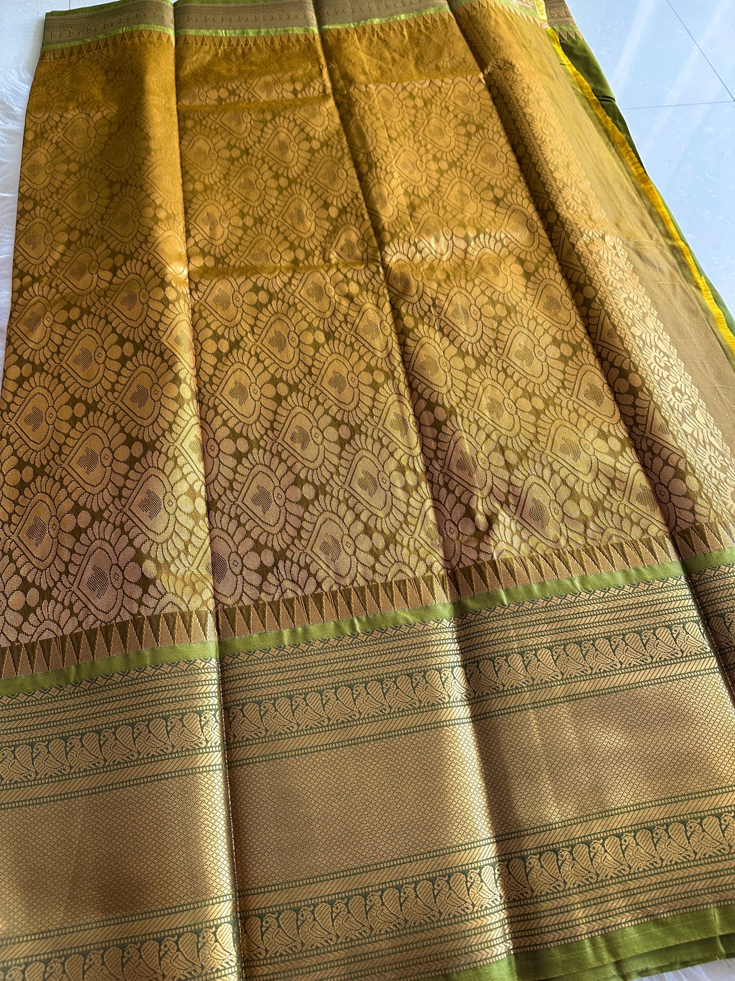 Henna Green Semi Kanchivaram Pattu Saree