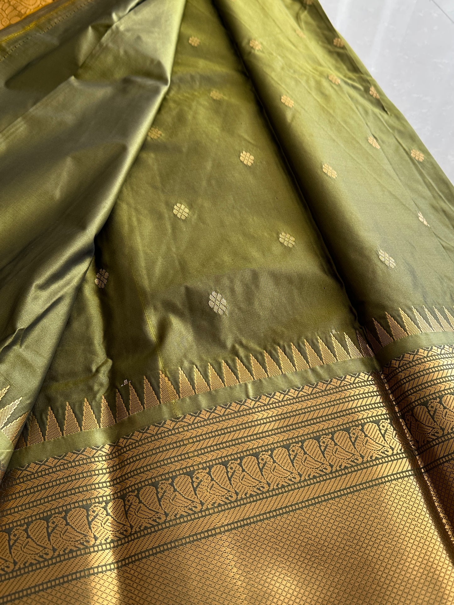 Henna Green Semi Kanchivaram Pattu Saree