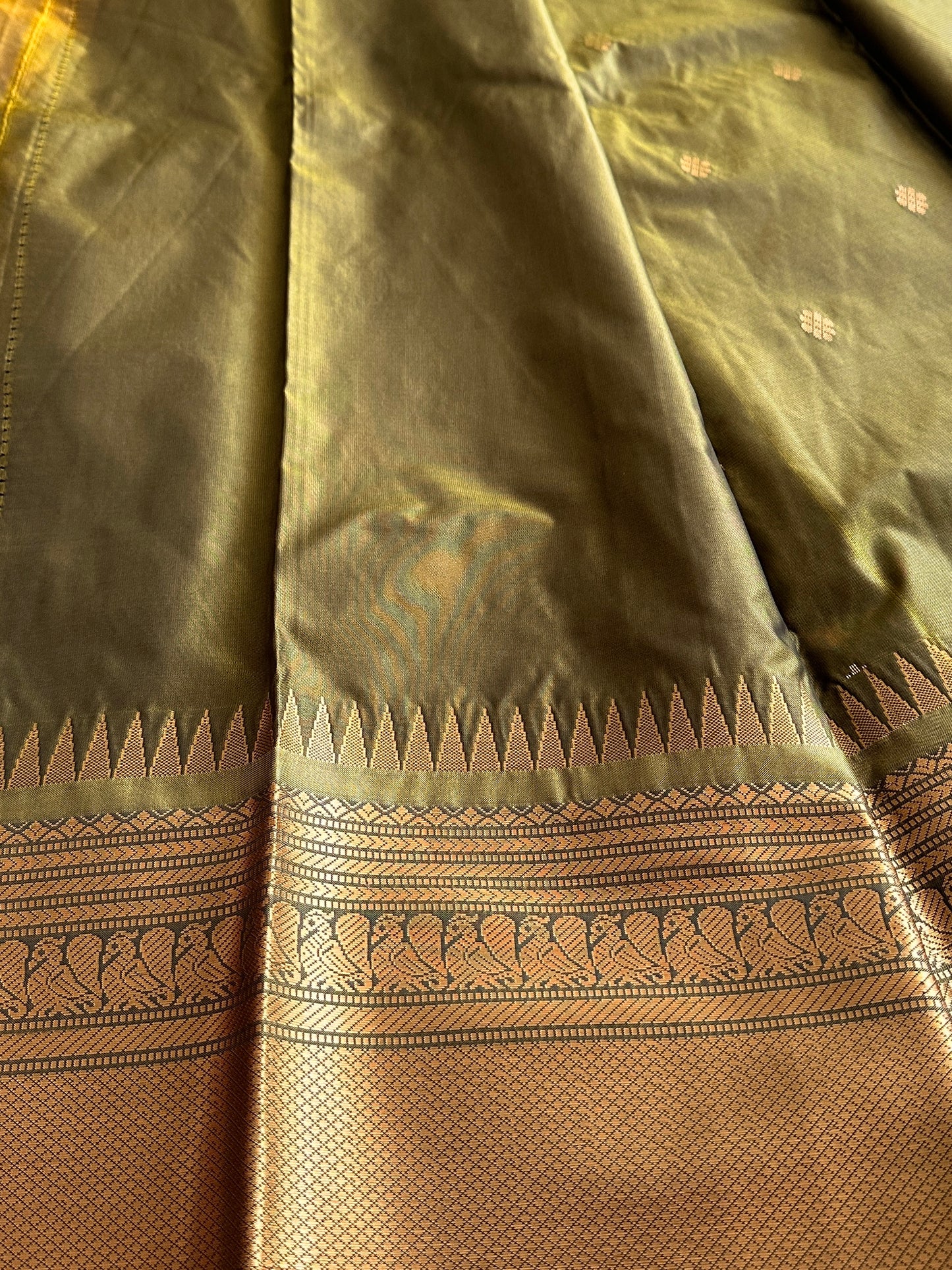 Henna Green Semi Kanchivaram Pattu Saree