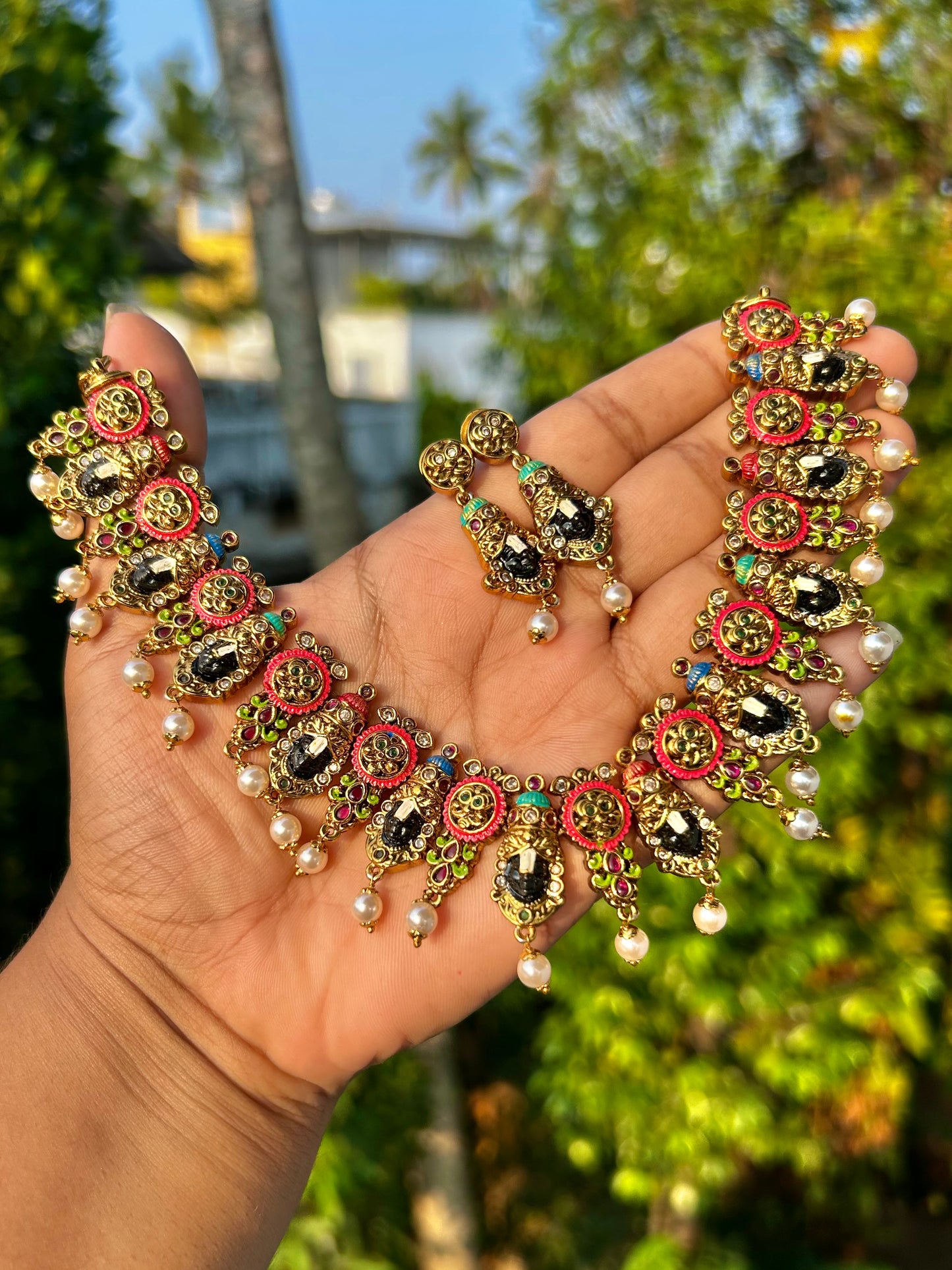 Shri Venkateshawara Hand Painted Necklace