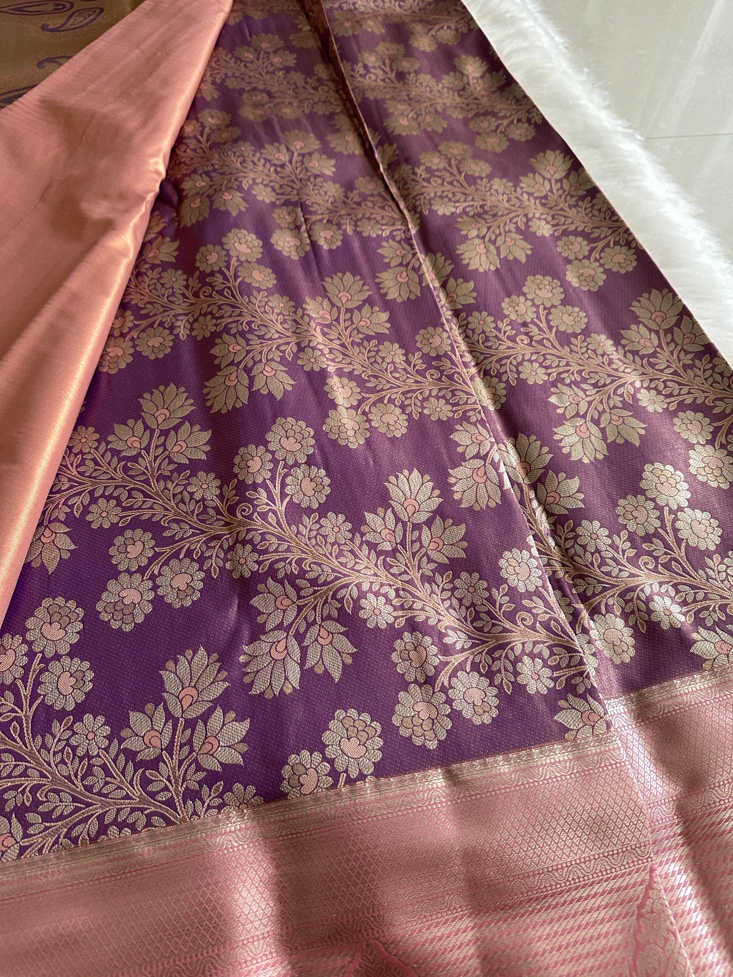 Purple x Gold Dual tone Tissue Silk Saree