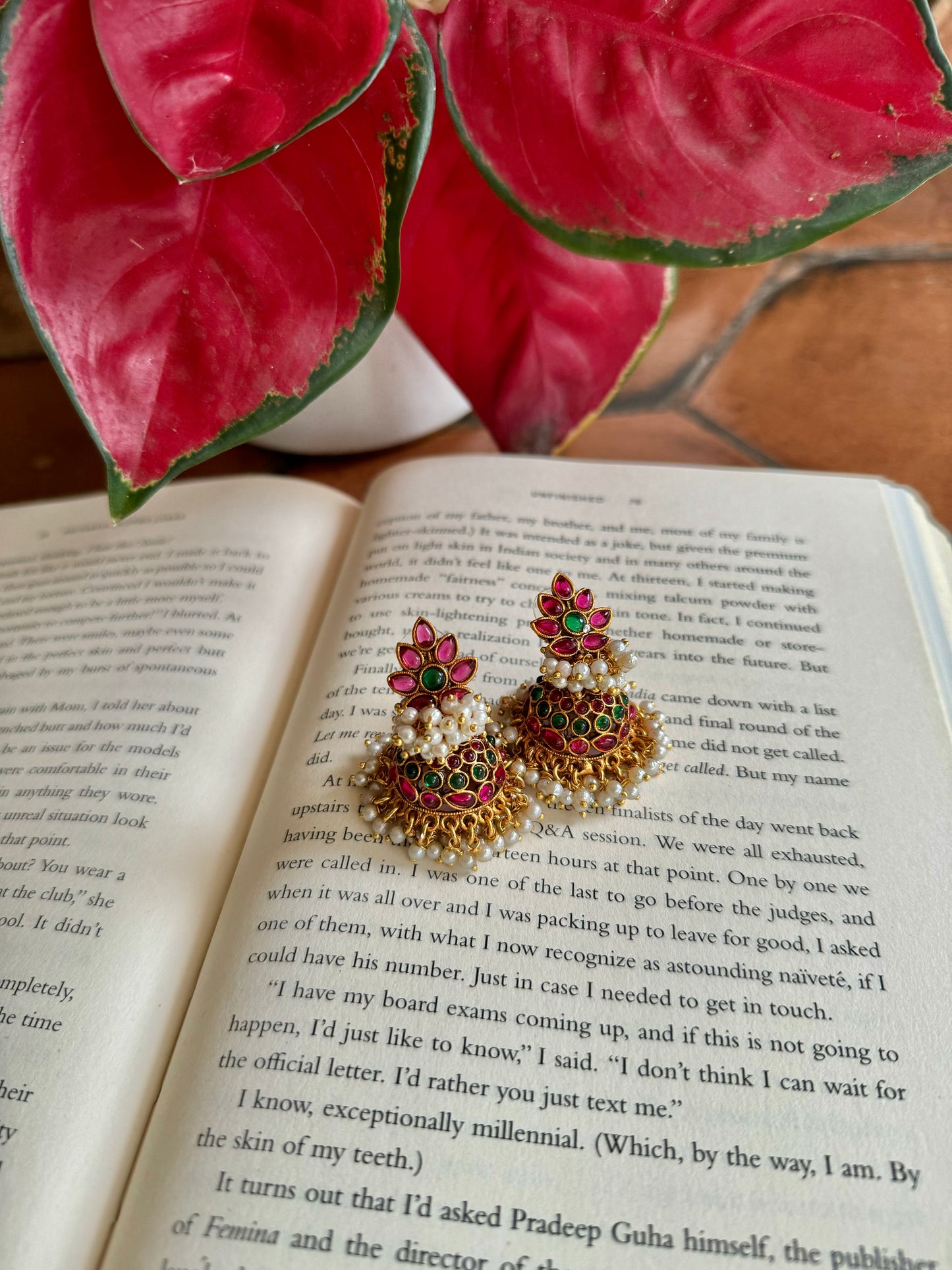 Clustered Pearl Bridal Jhumkas