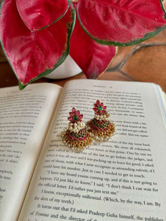 Clustered Pearl Bridal Jhumkas