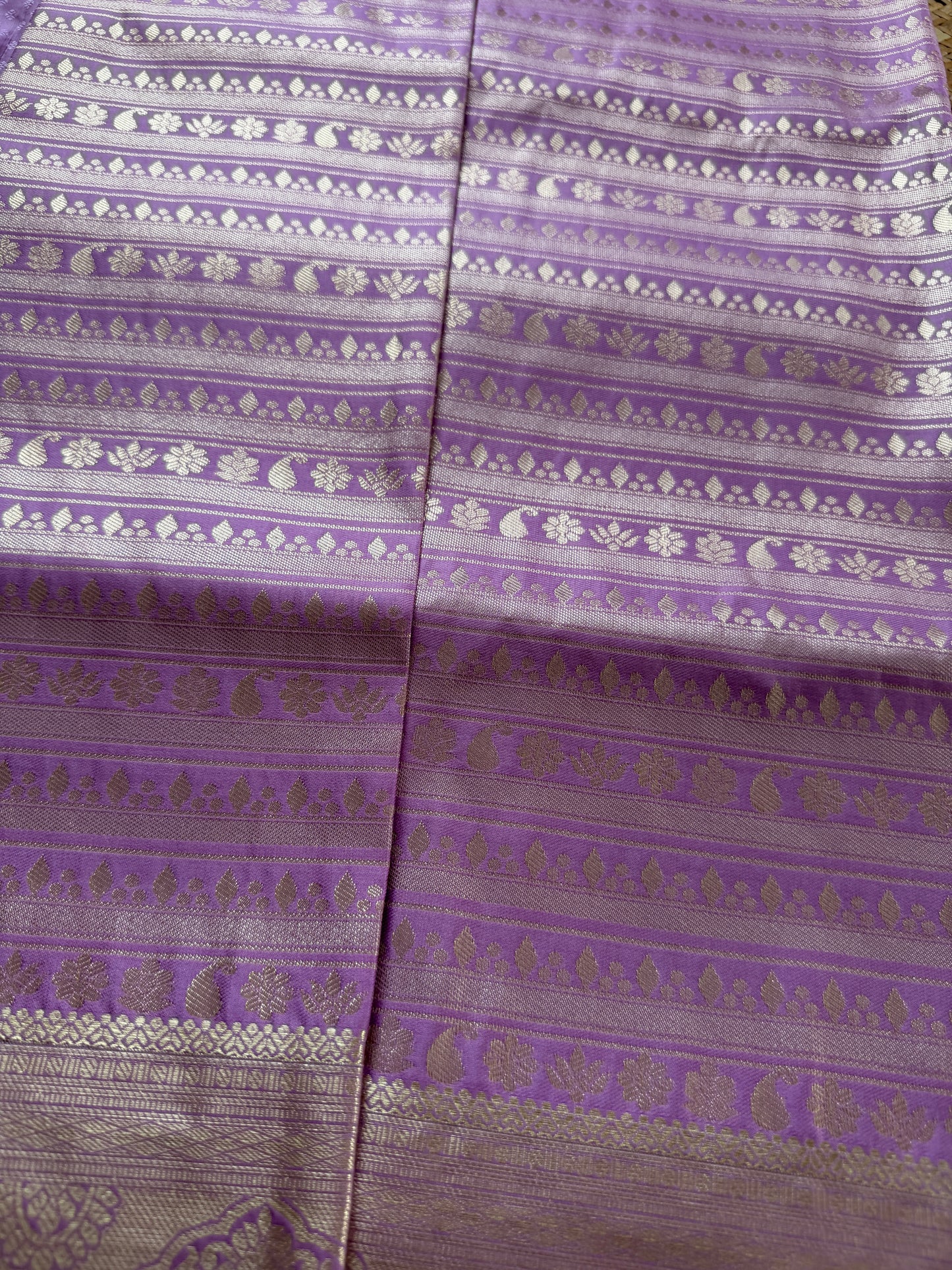 English Lavender Semi Kanchi Brocade Pattu