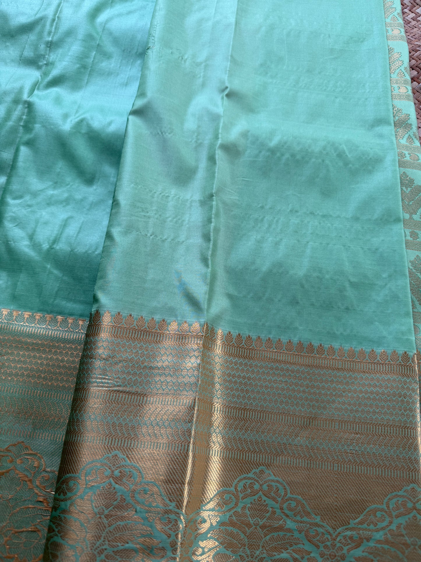 Paste teal Semi Kanchi Brocade Pattu