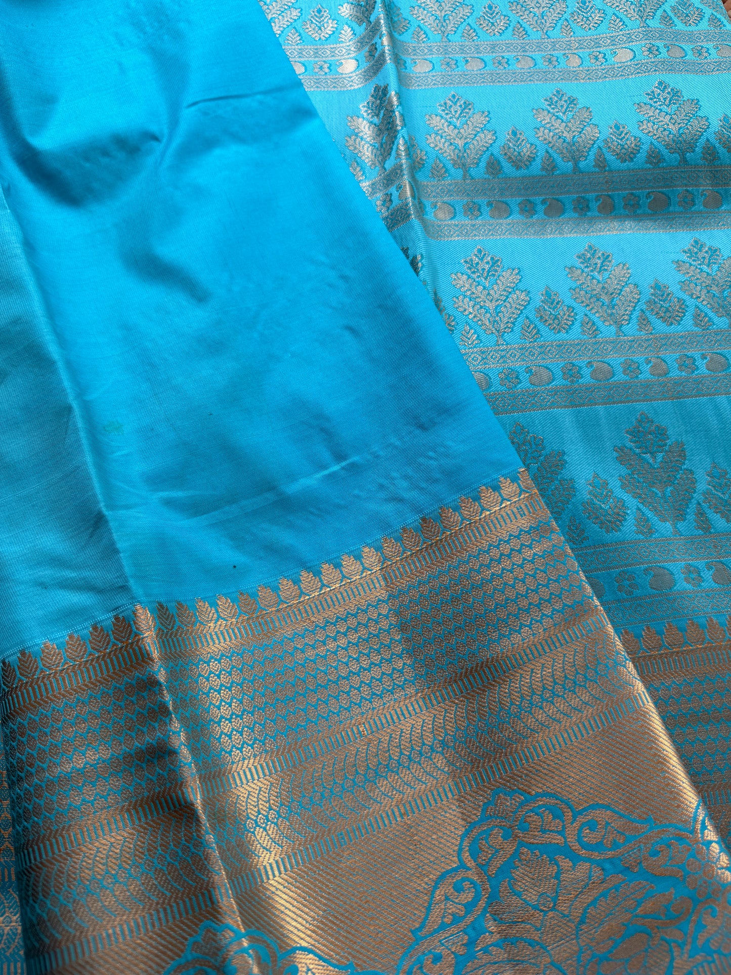 Sky Blue Semi Kanchi Brocade Pattu