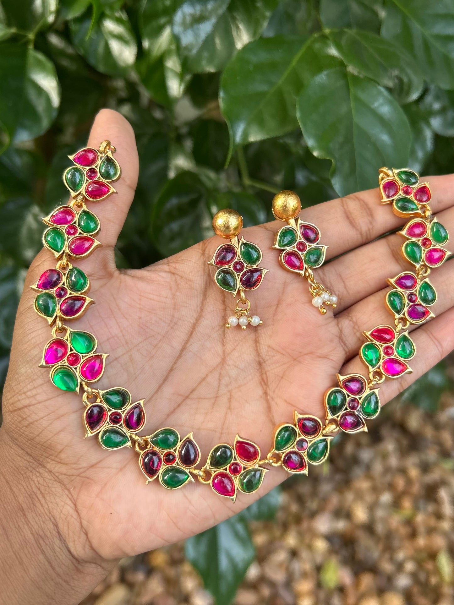Double sided Flower Necklace