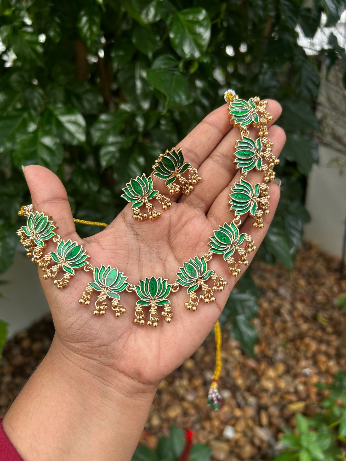 Lotus Gold Ghungroo Necklace
