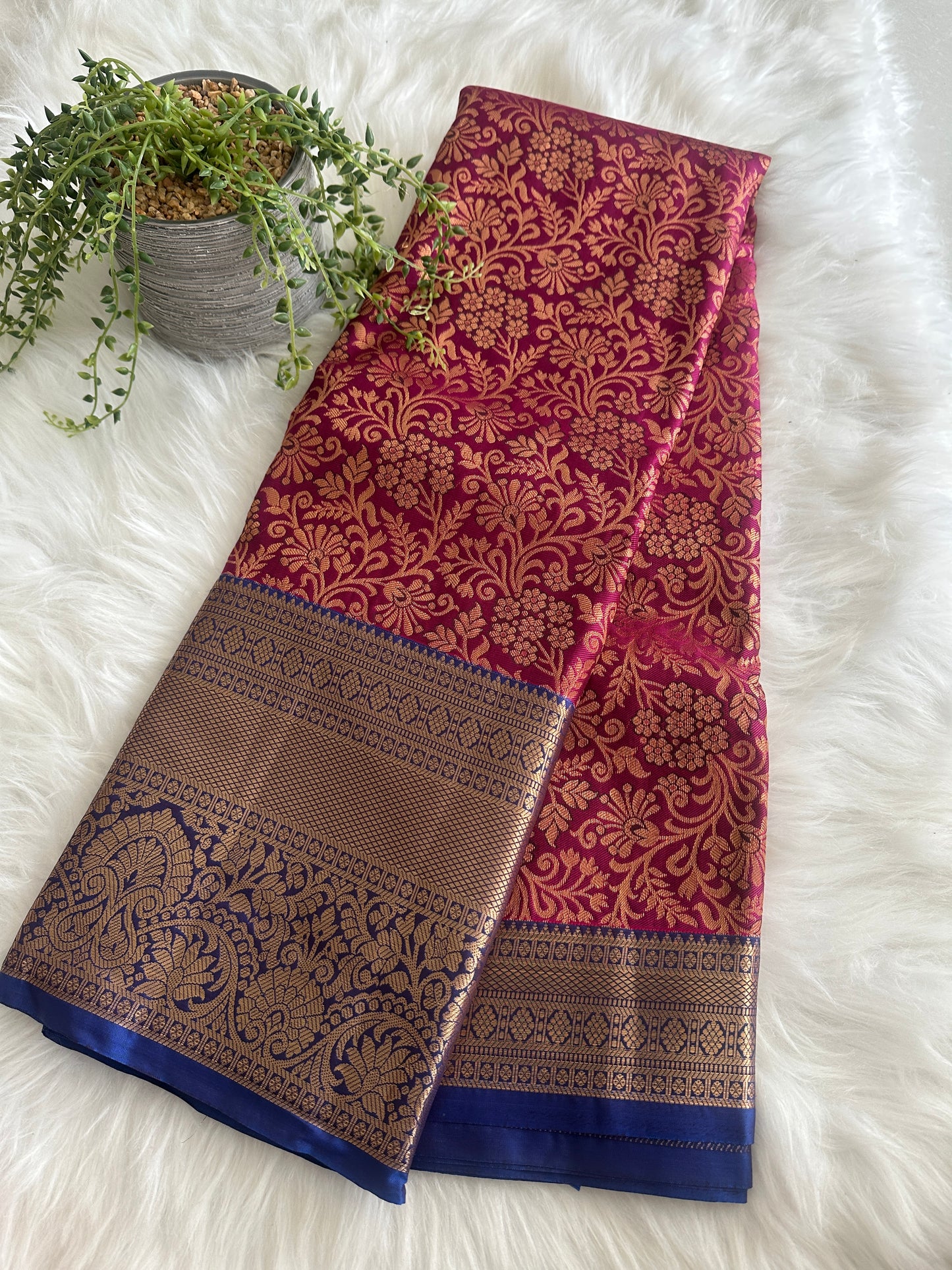 Rasberry Tissue Kanchi Silk
