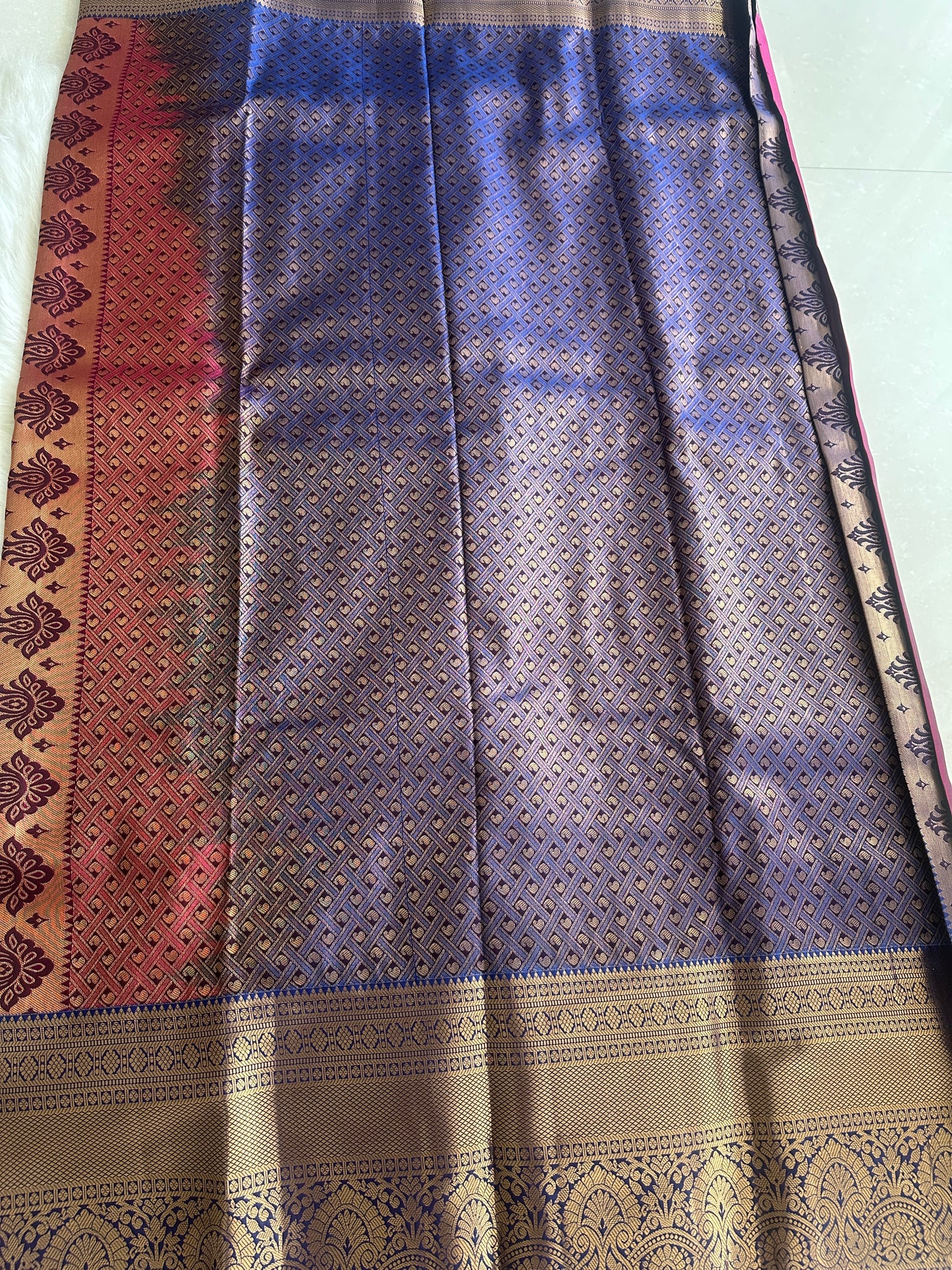 Rasberry Tissue Kanchi Silk