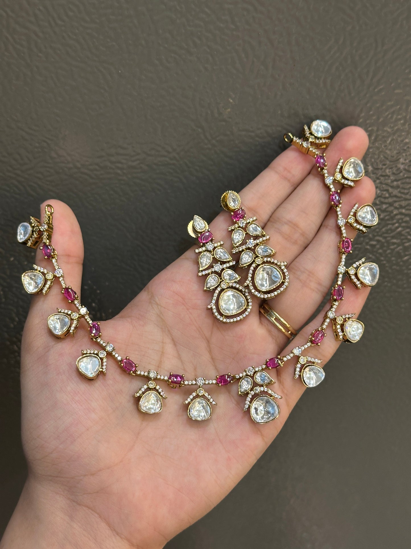 Premium polki x AD necklace
