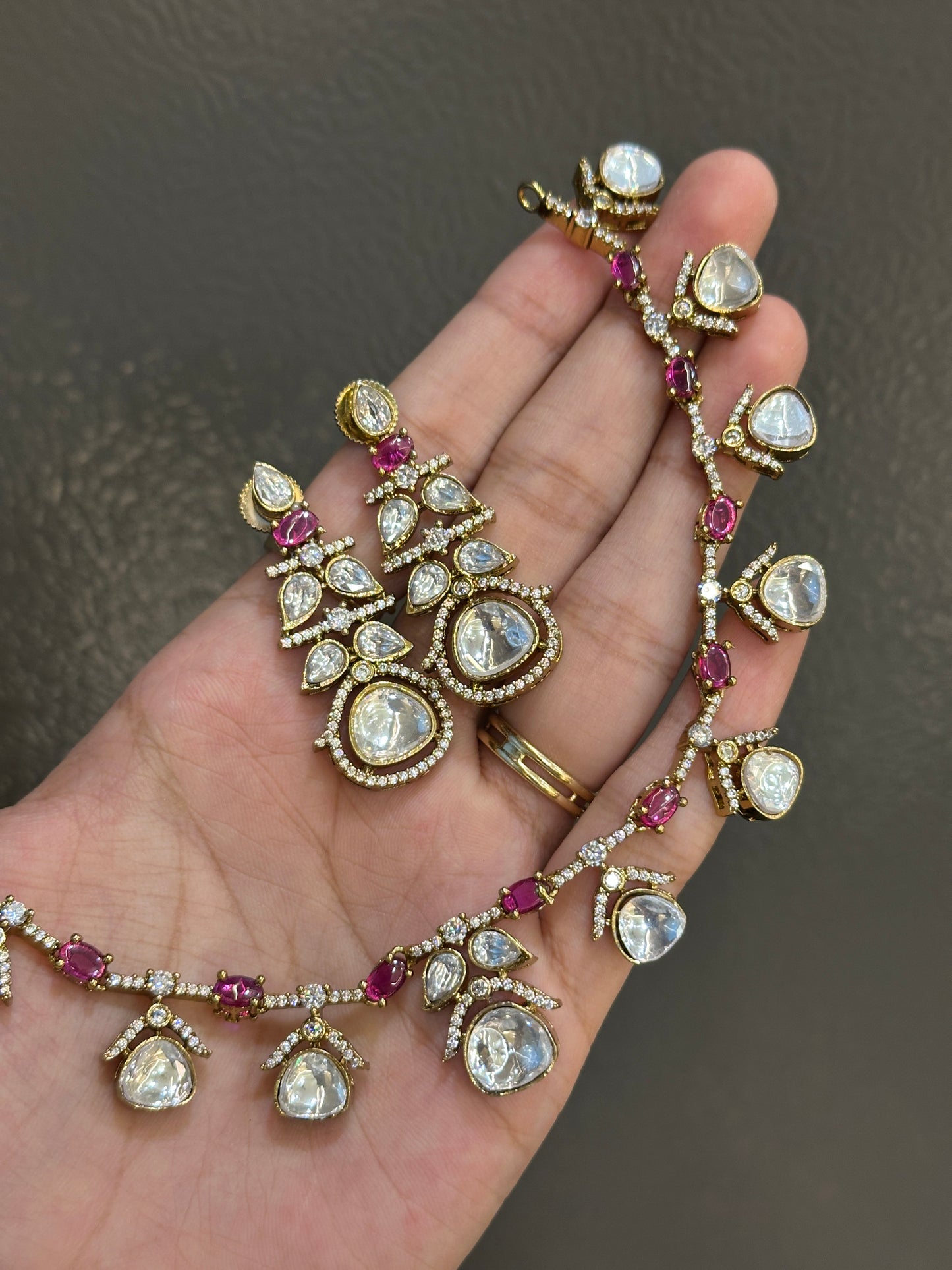 Premium polki x AD necklace