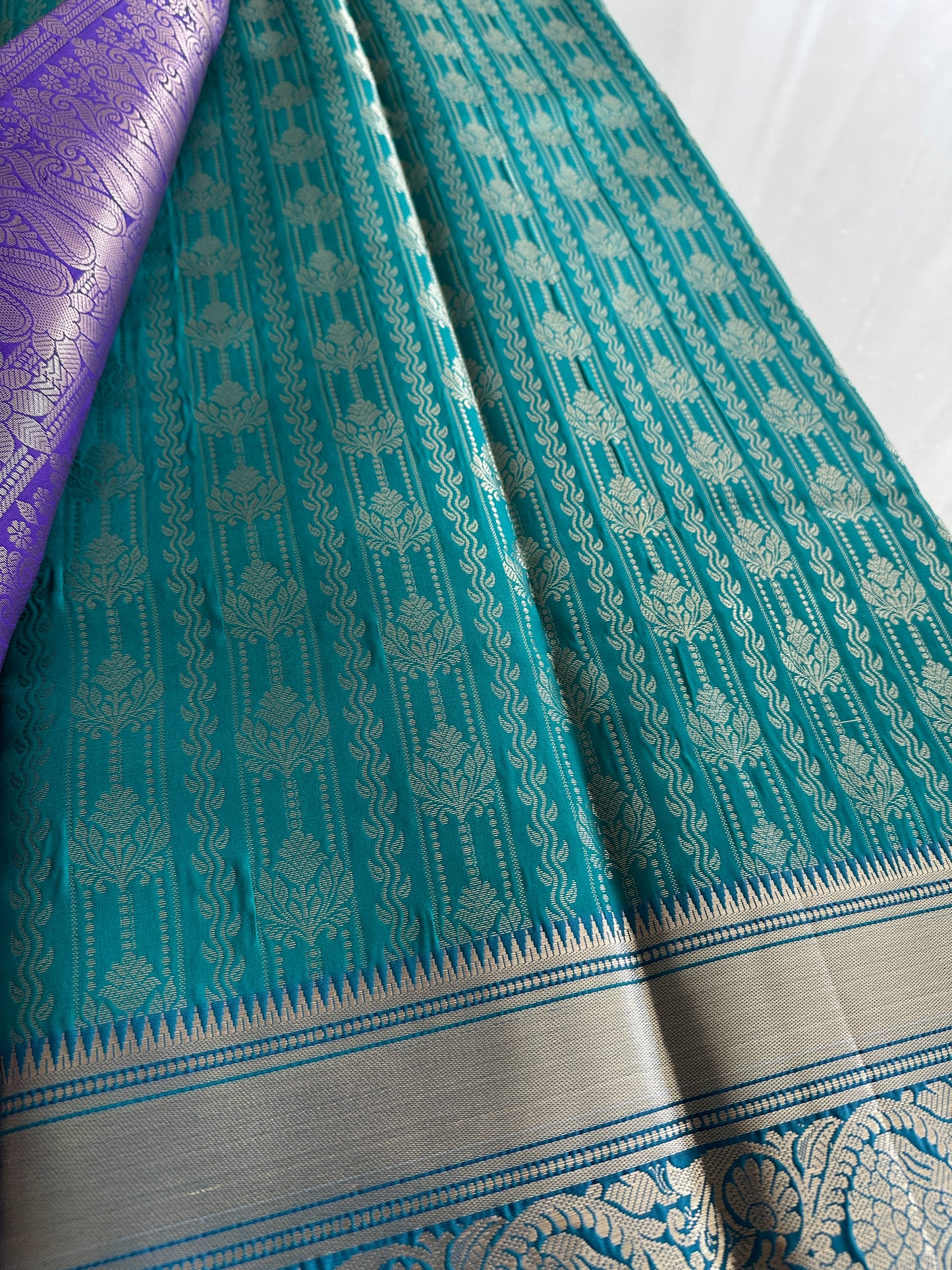 Turquoise Blue Semi Tissue Silk
