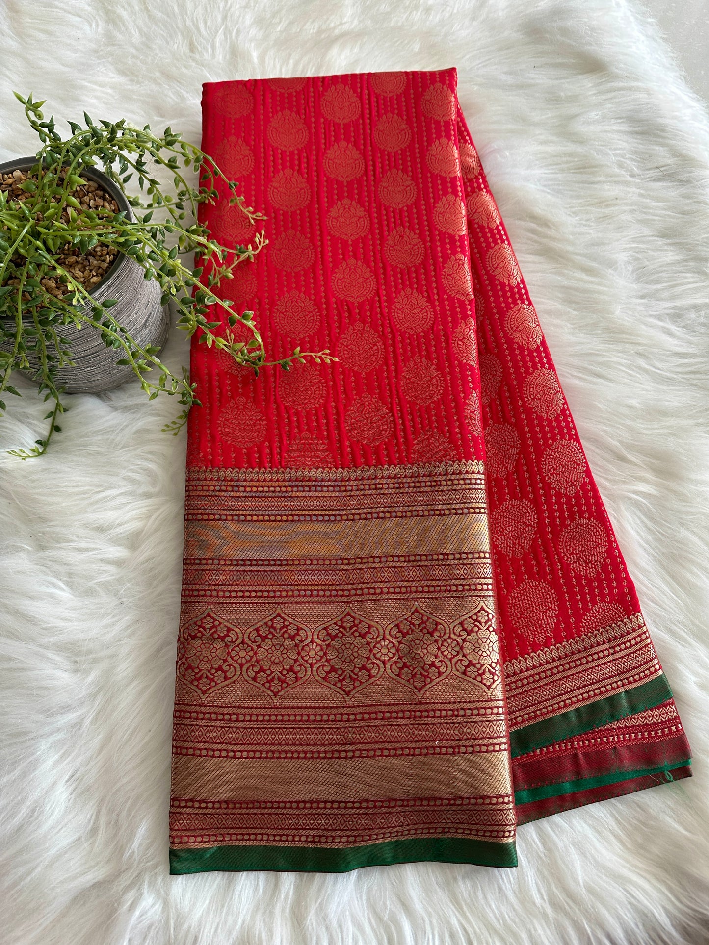 Dulhan Red Semi Tissue Silk Saree