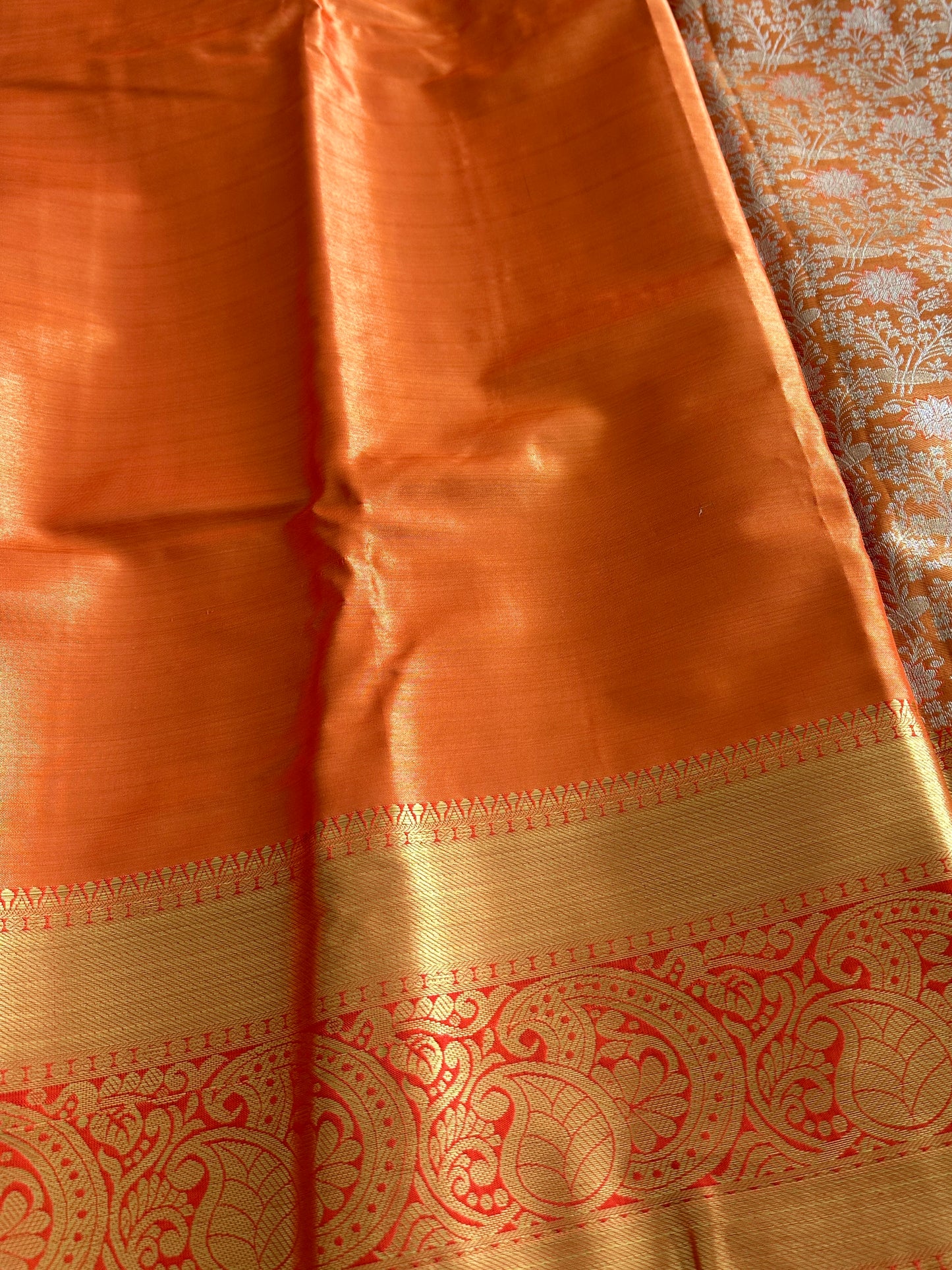 Tangerine Kanchi Tissue Silk Saree
